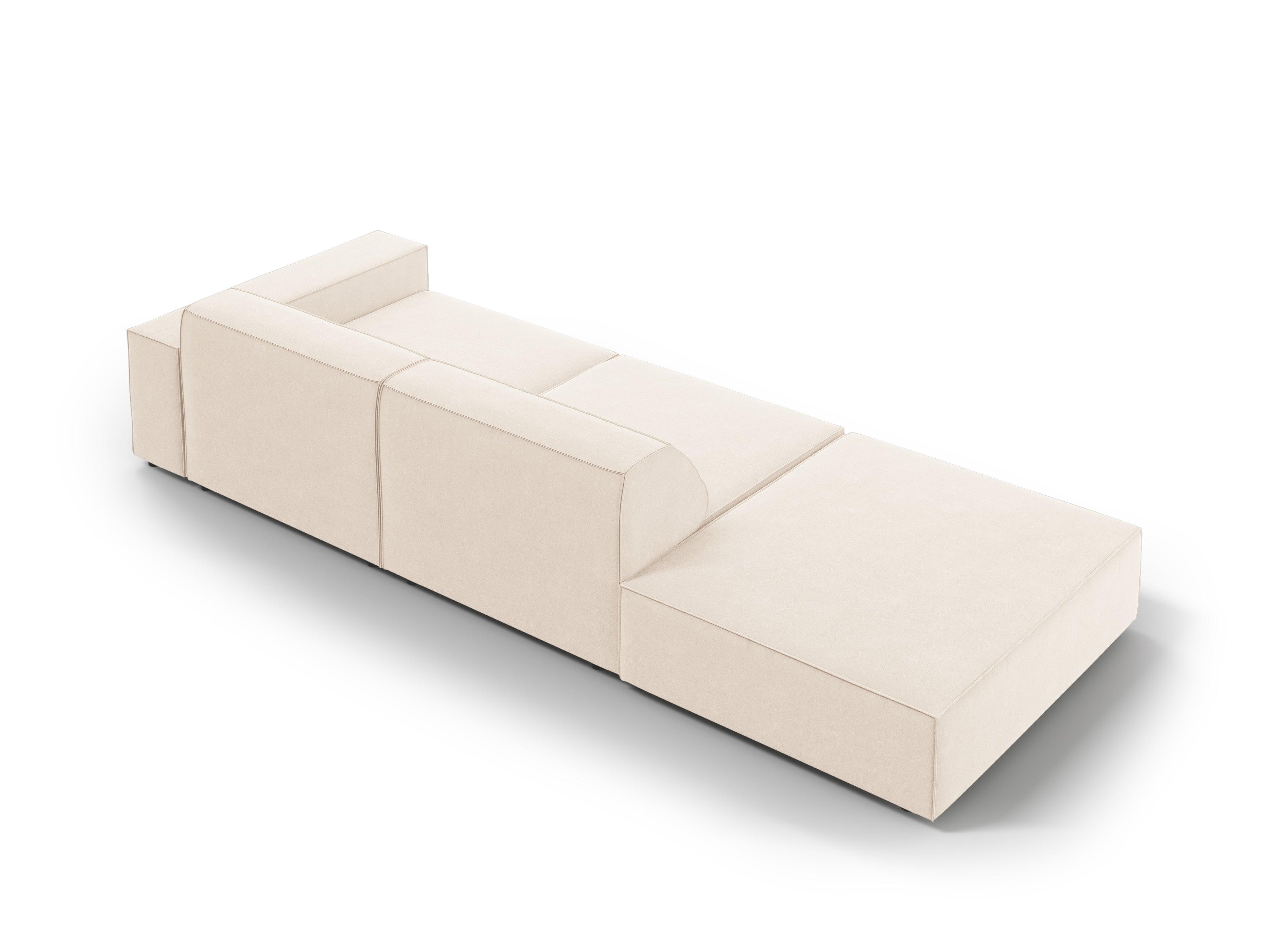 Sofa aksamitna lewostronna 3-osobowa JODIE jasnobeżowy Micadoni Eye on Design