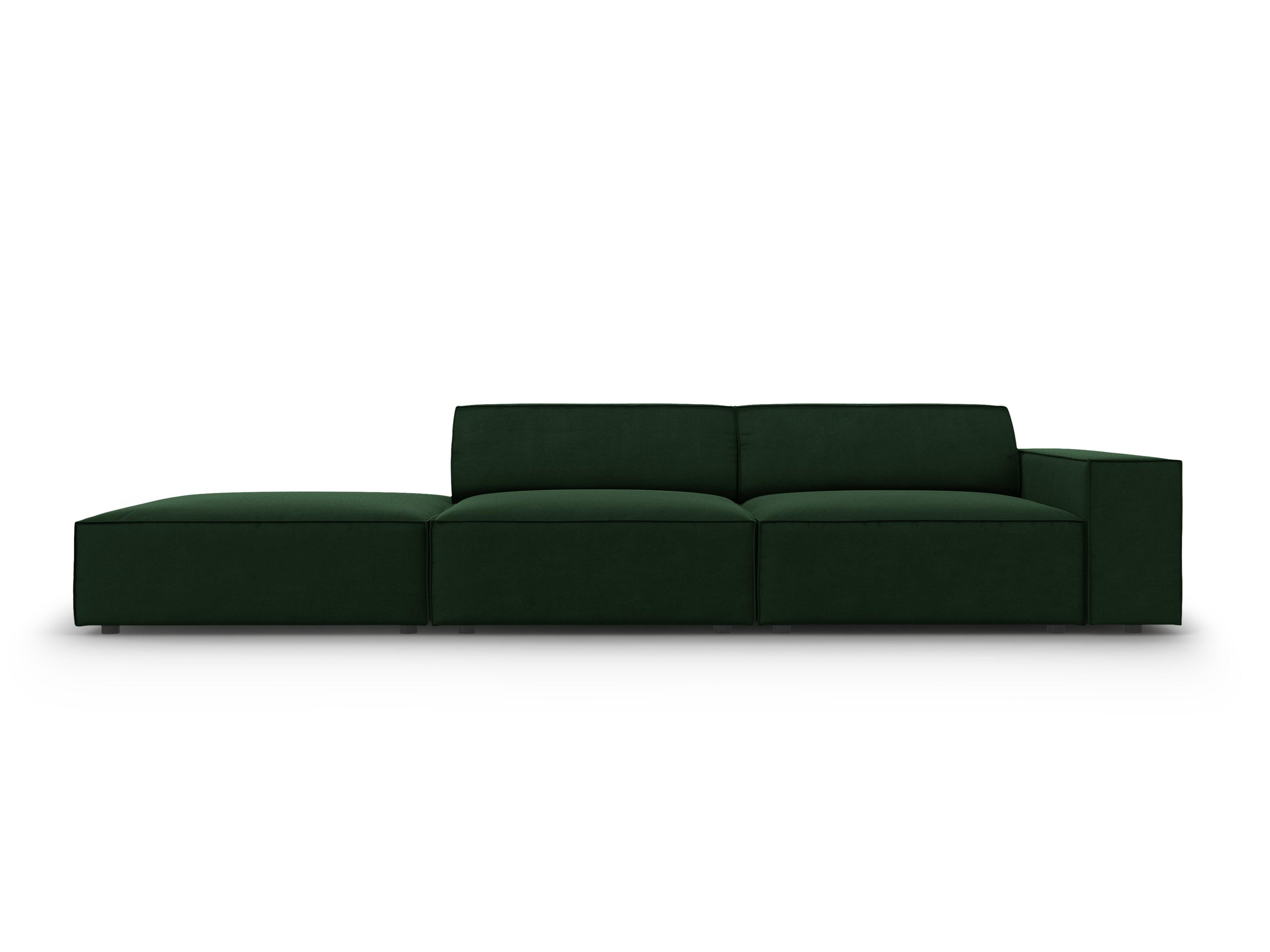 Sofa aksamitna lewostronna 3-osobowa JODIE butelkowa zieleń Micadoni Eye on Design