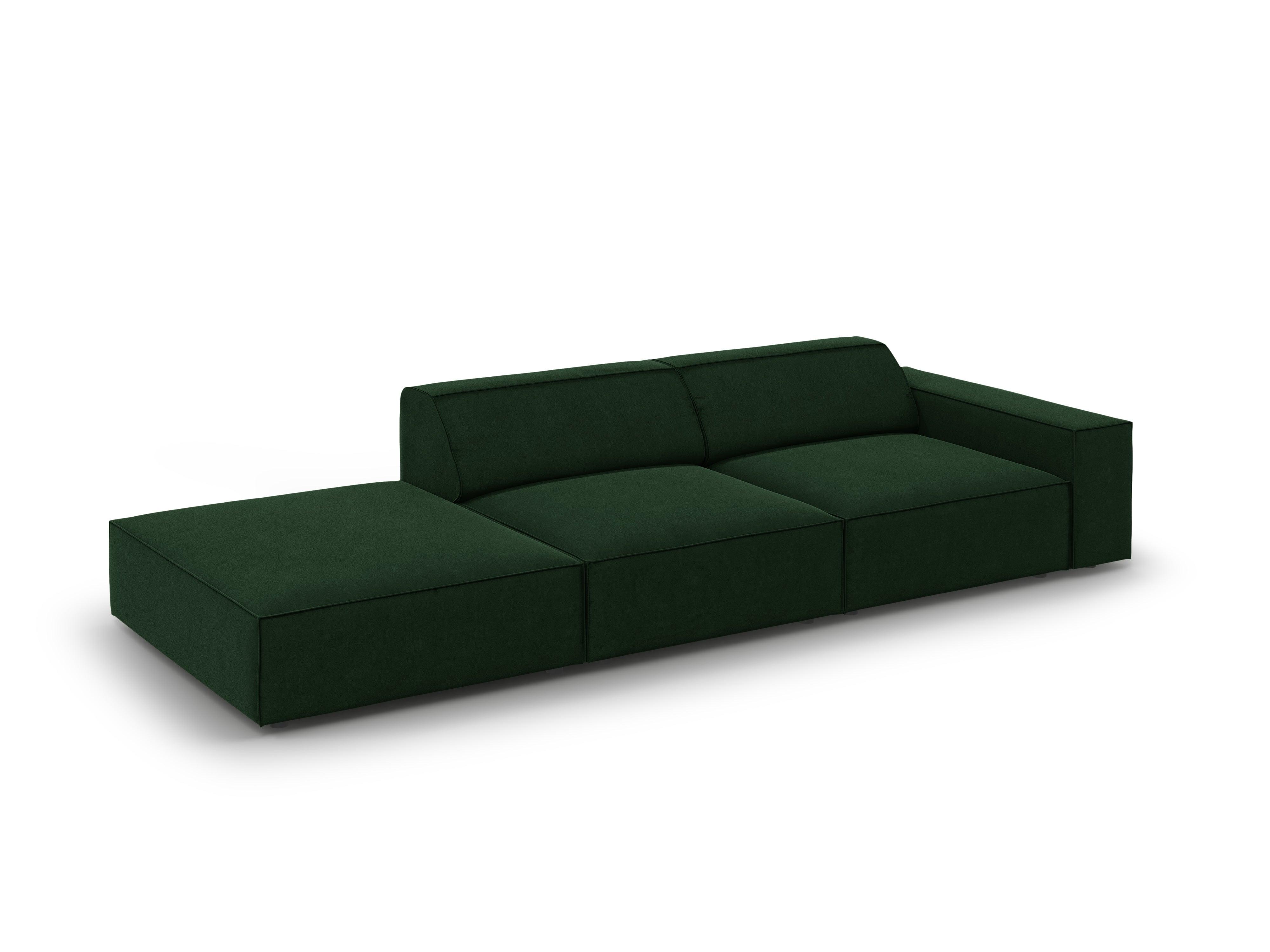 Sofa aksamitna lewostronna 3-osobowa JODIE butelkowa zieleń Micadoni Eye on Design