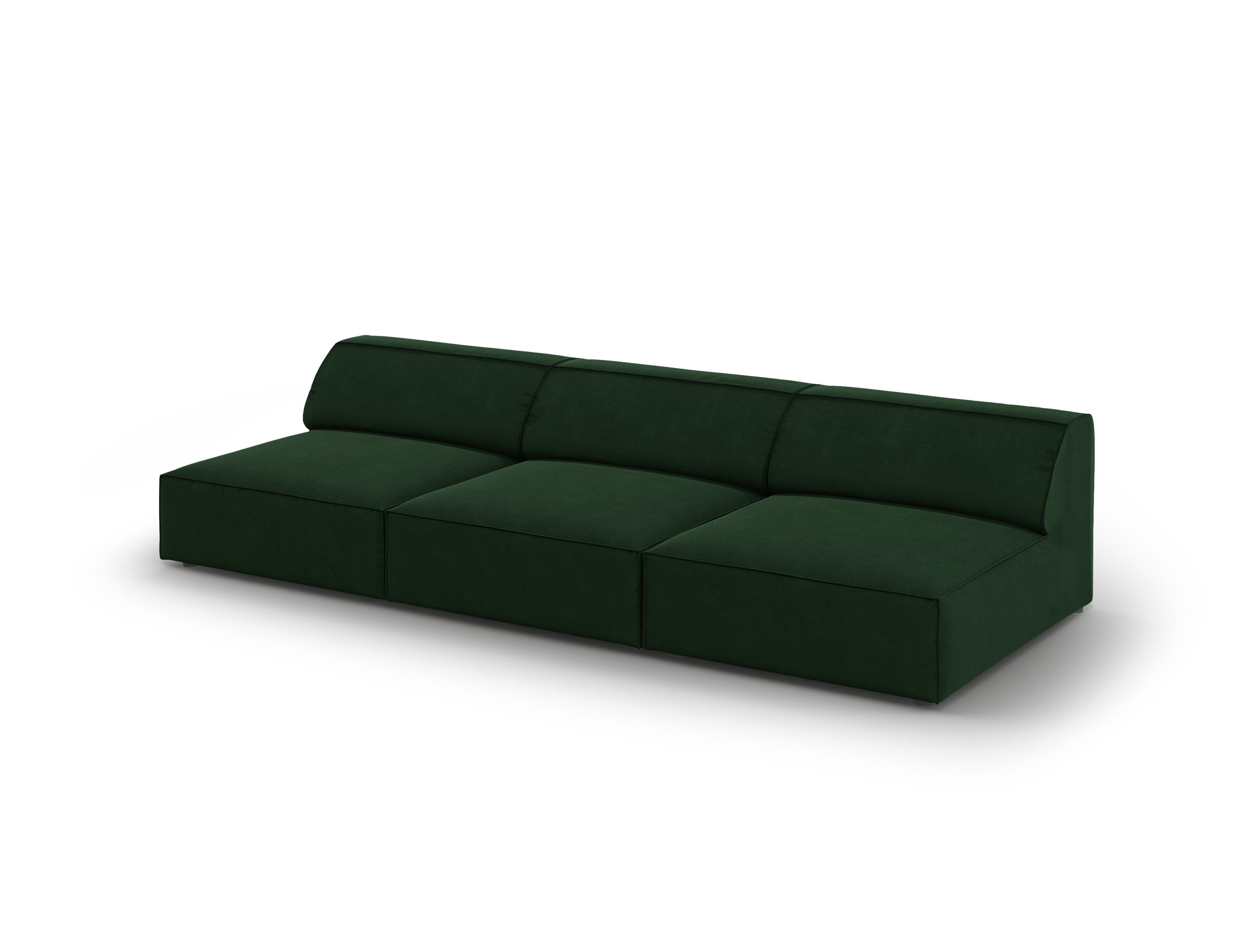 Sofa aksamitna 3-osobowa otwarta JODIE butelkowa zieleń Micadoni Eye on Design