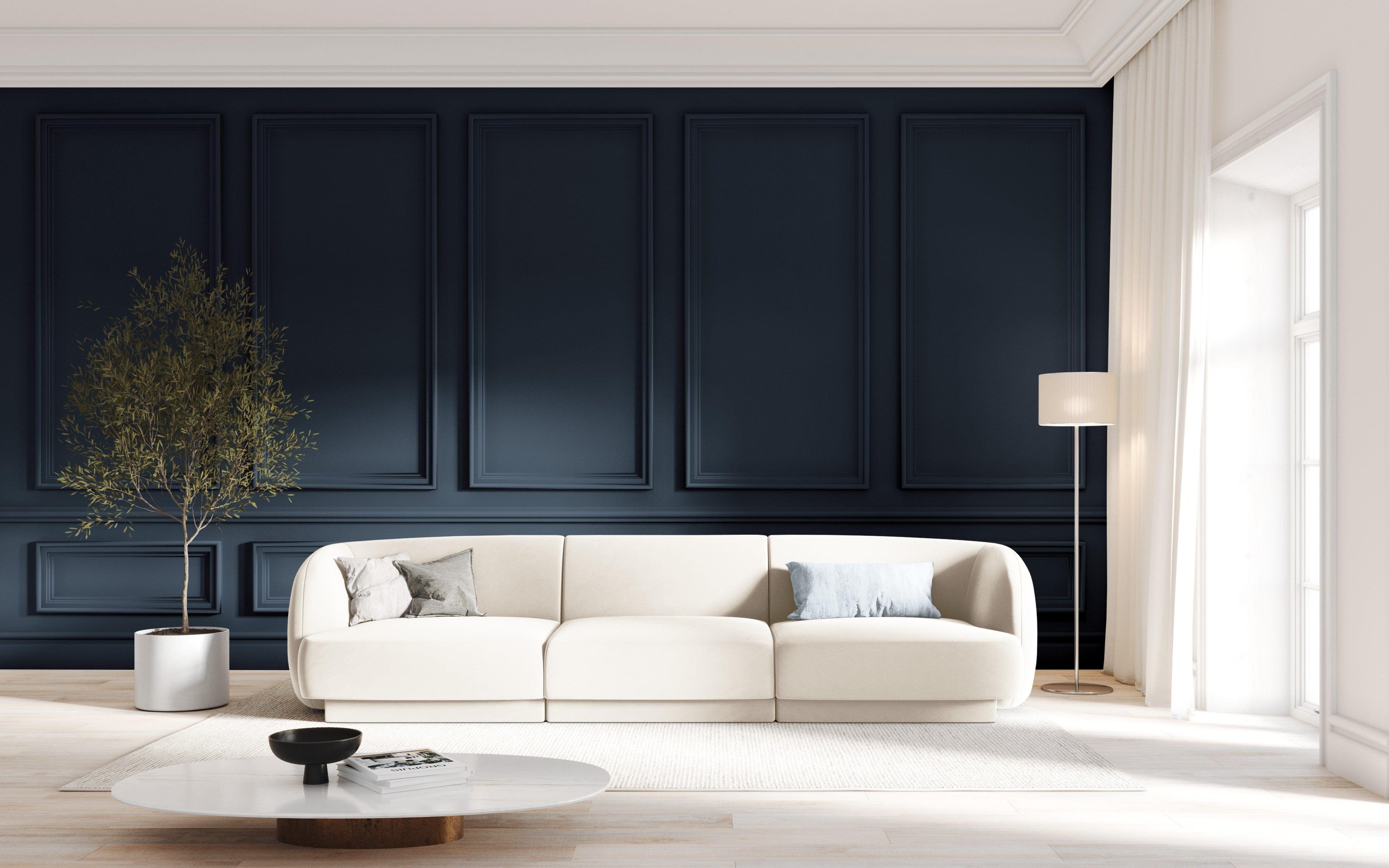 Sofa aksamitna 3-osobowa MILEY beżowy Micadoni Eye on Design