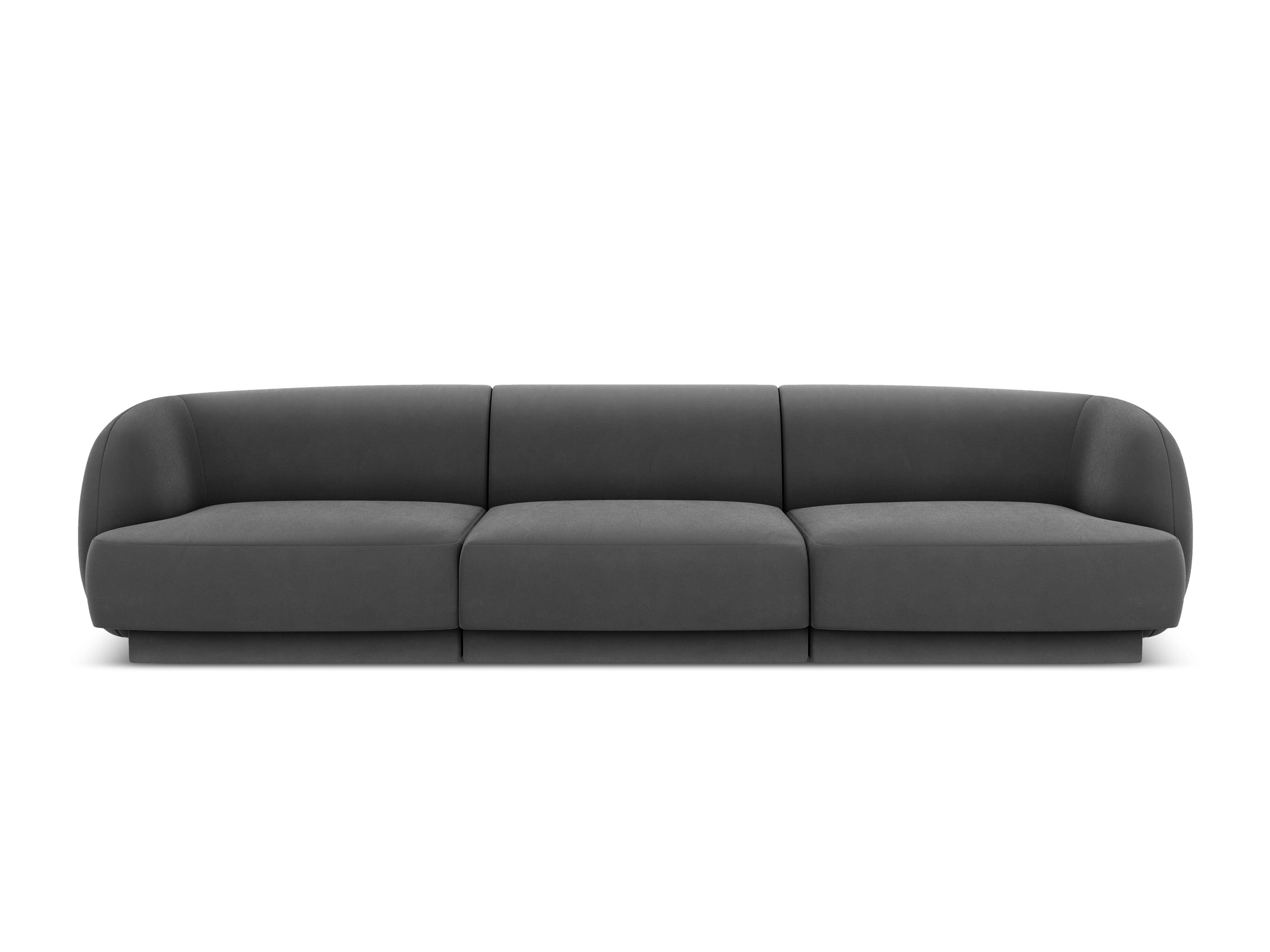 Sofa aksamitna 3-osobowa MILEY ciemnoszary Micadoni Eye on Design