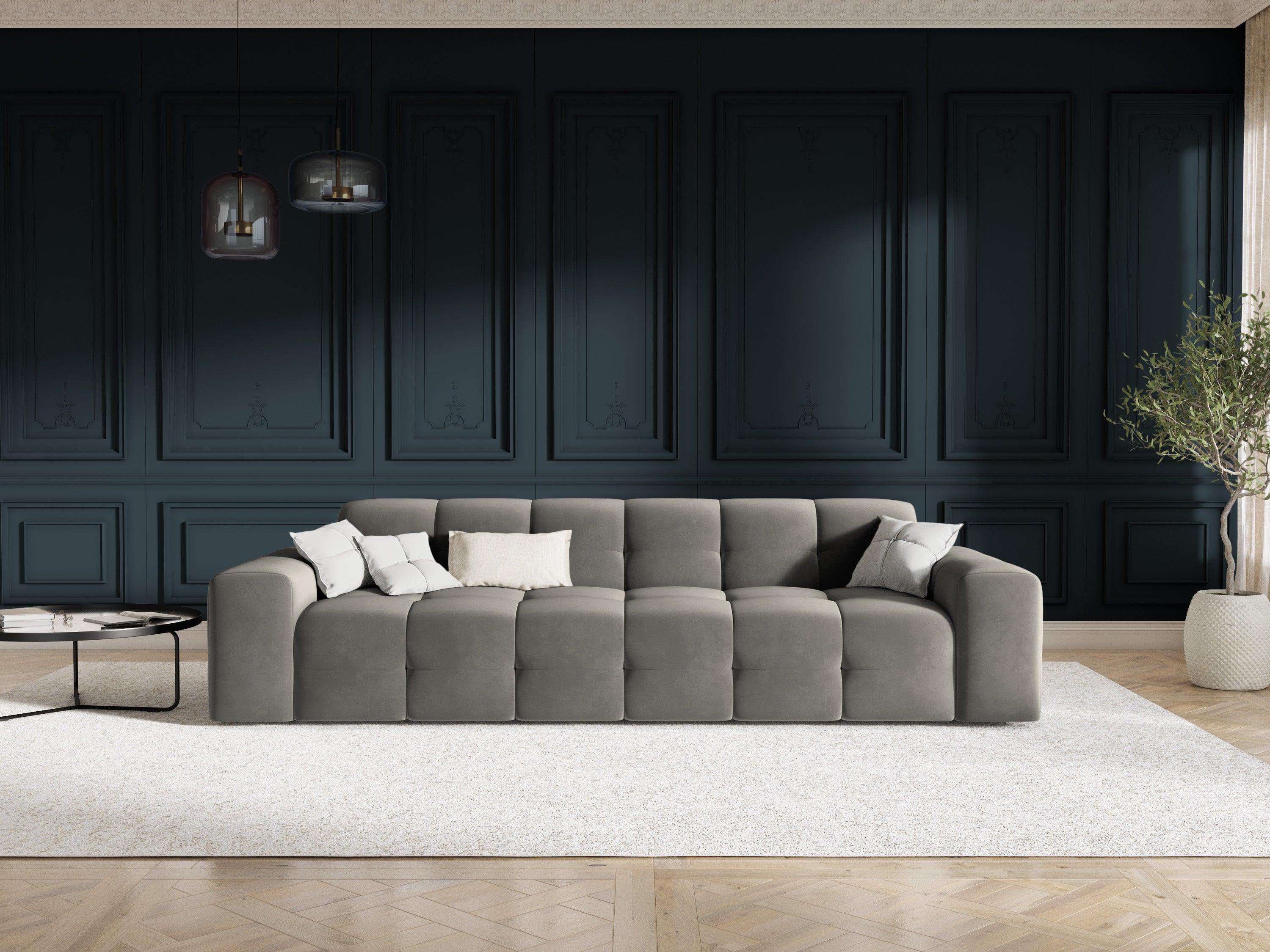 Sofa aksamitna 4-osobowa KENDAL szary Micadoni Eye on Design