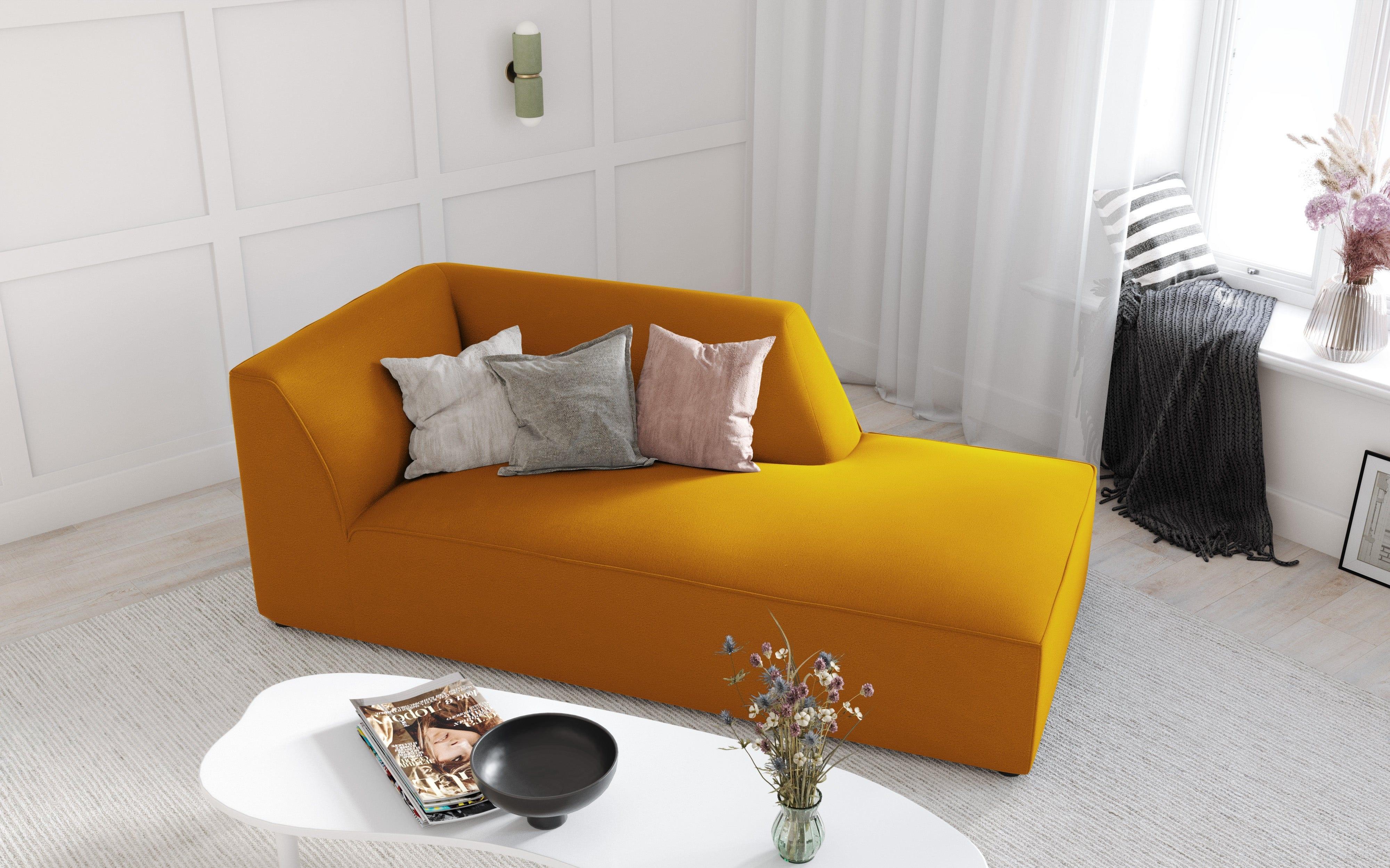Szezlong aksamitny prawostronny RUBY żółty Micadoni Eye on Design