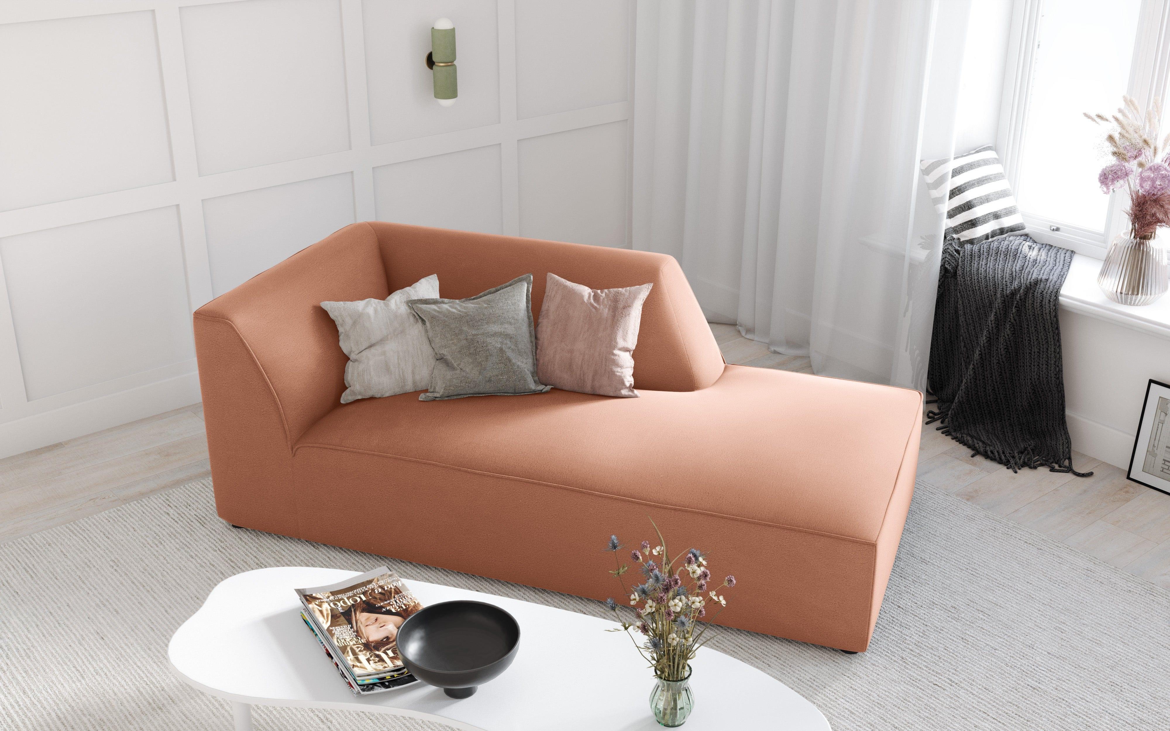 Szezlong aksamitny prawostronny RUBY łososiowy Micadoni Eye on Design