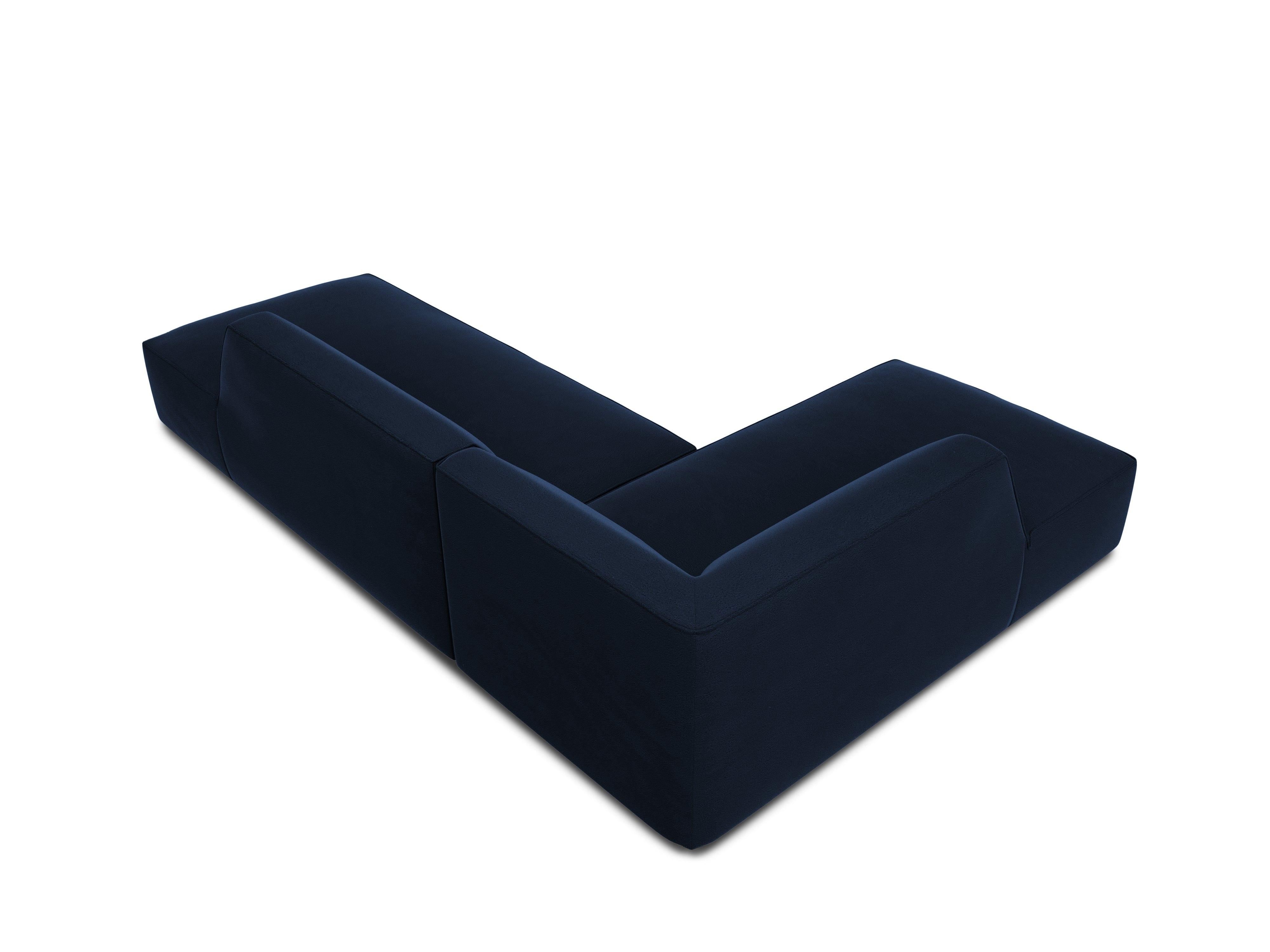 Sofa narożna aksamitna lewostronna RUBY granat królewski Micadoni Eye on Design