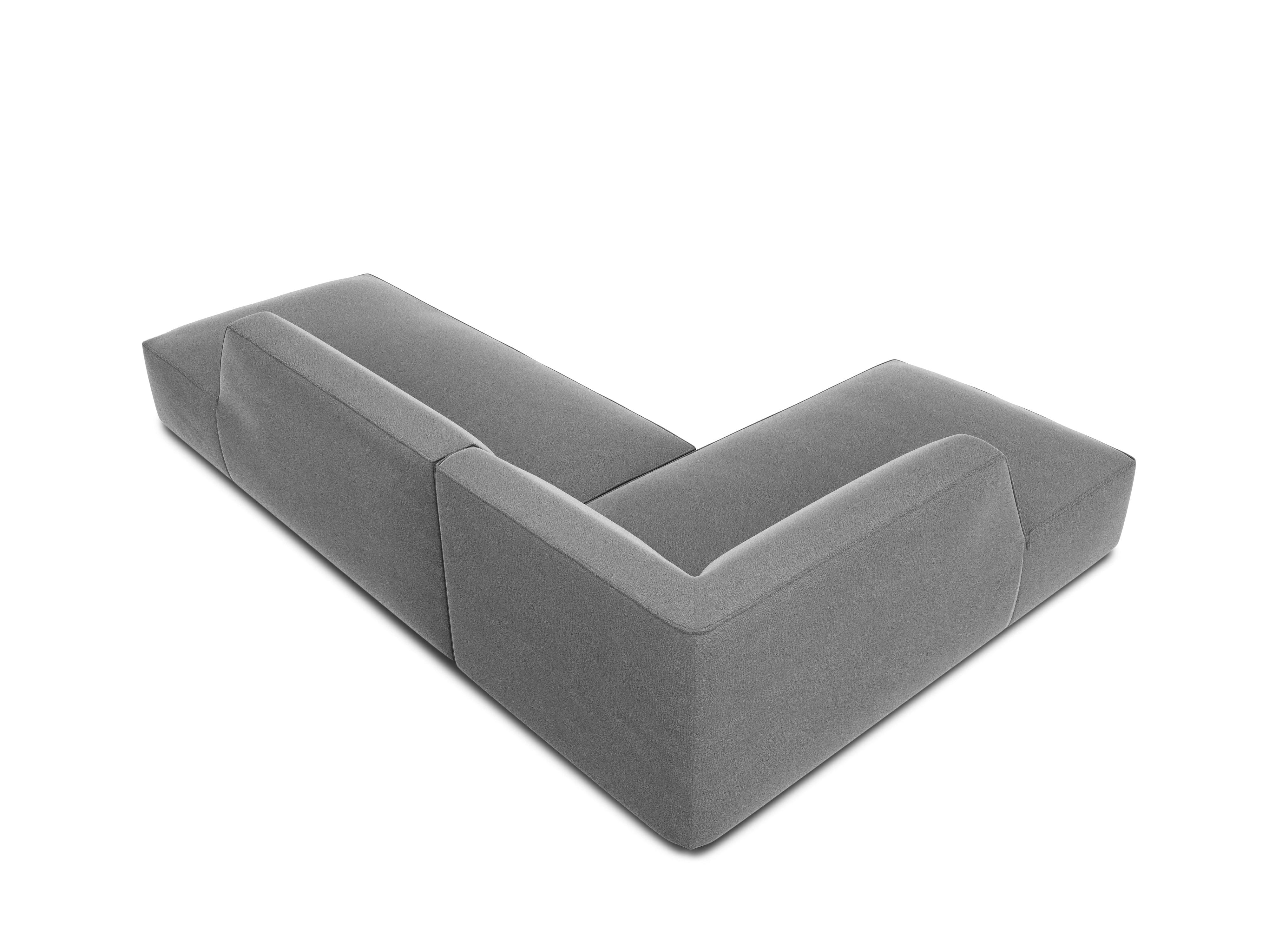 Sofa narożna aksamitna lewostronna RUBY jasnoszary Micadoni Eye on Design
