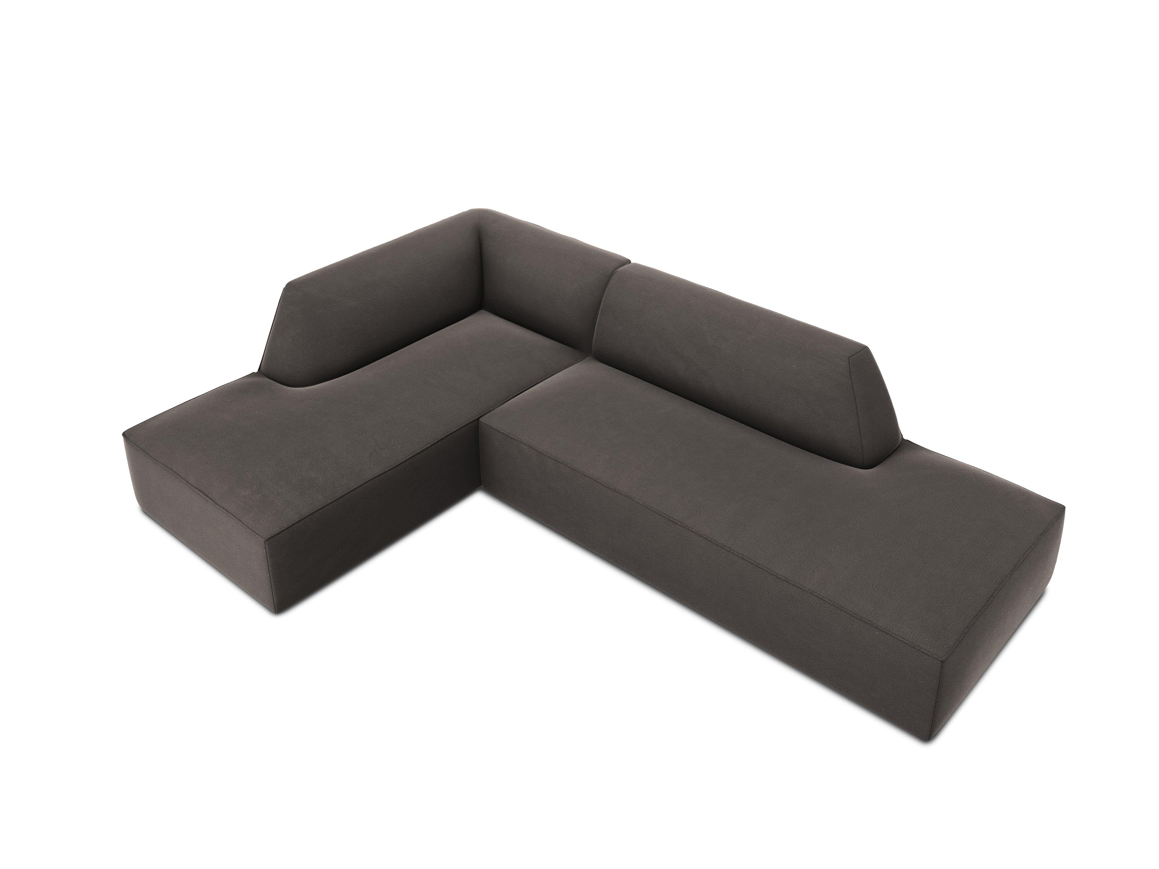 Sofa narożna aksamitna lewostronna RUBY ciemnoszary Micadoni Eye on Design