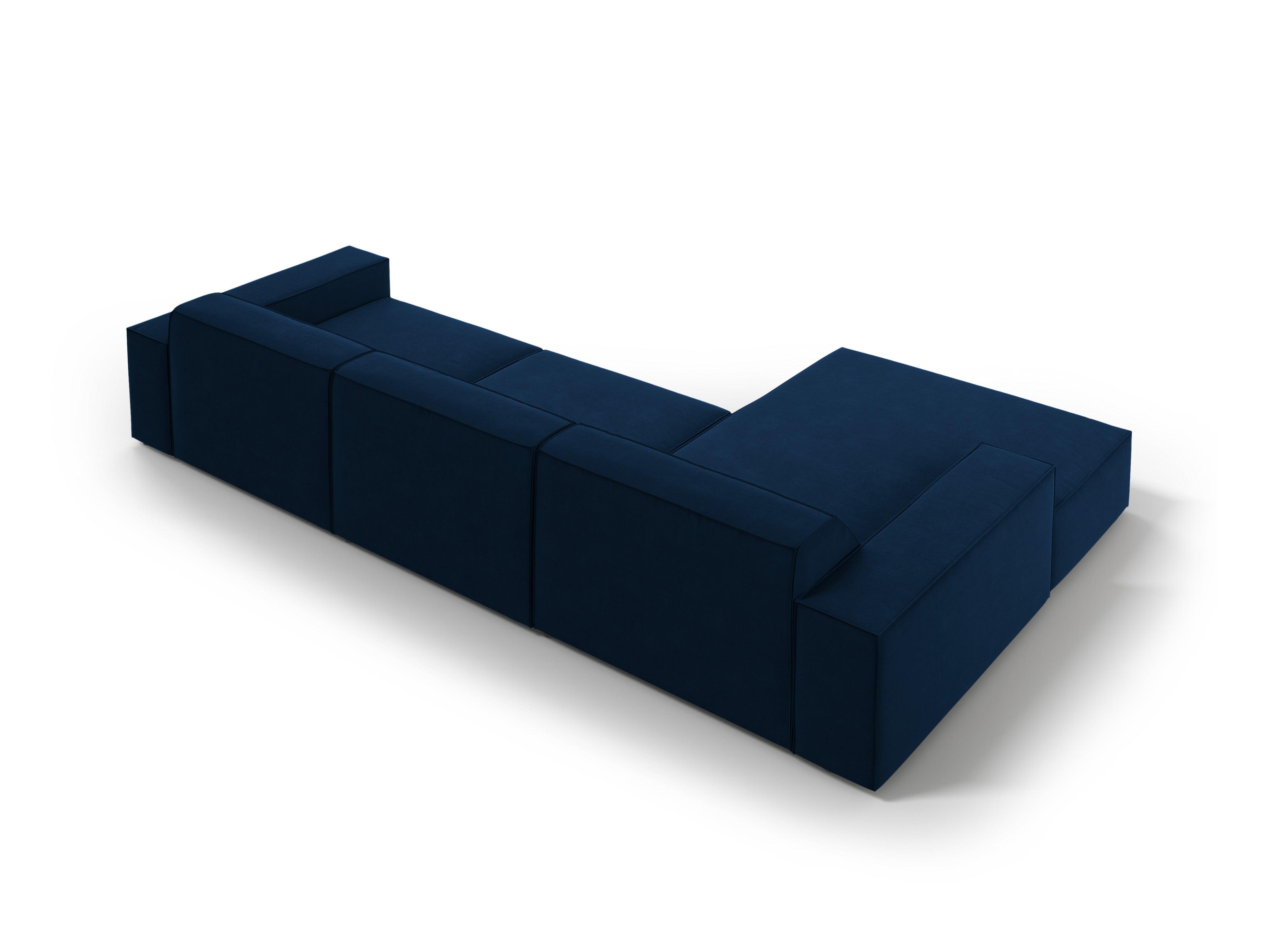 Narożnik aksamitny lewostronny 4-osobowy JODIE granat królewski Micadoni Eye on Design