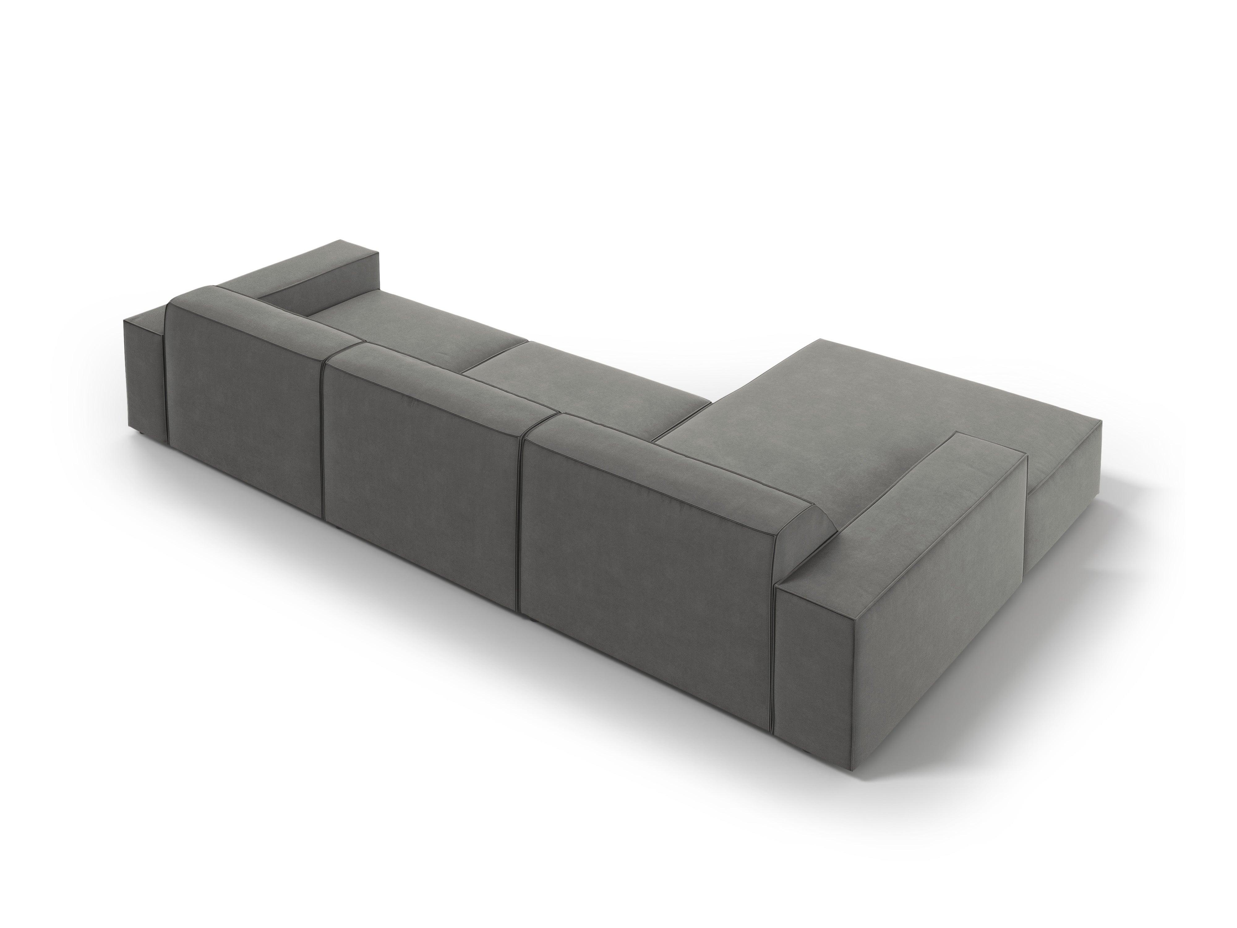 Narożnik aksamitny lewostronny 4-osobowy JODIE jasnoszary Micadoni Eye on Design