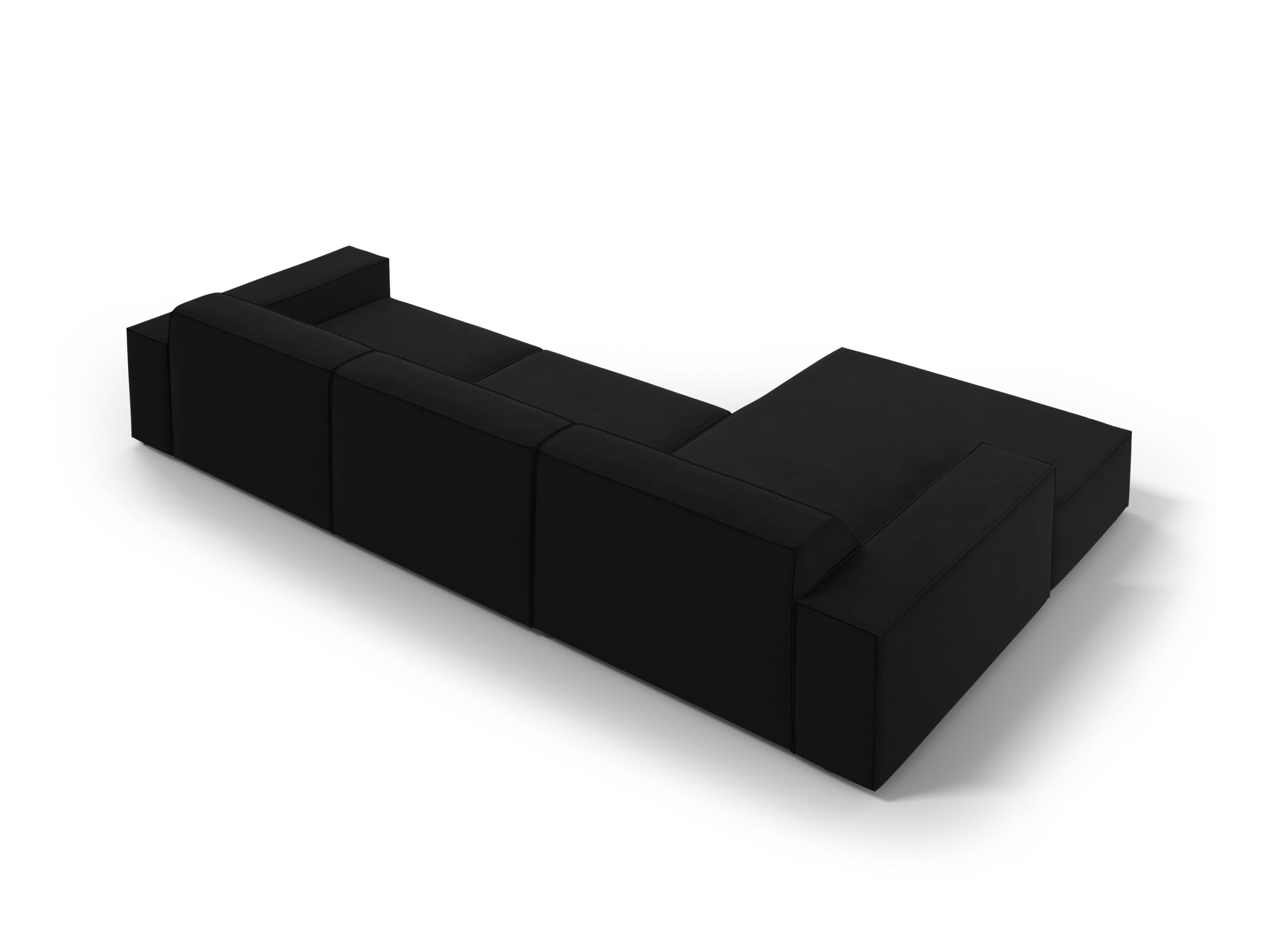 Narożnik aksamitny lewostronny 4-osobowy JODIE czarny Micadoni Eye on Design