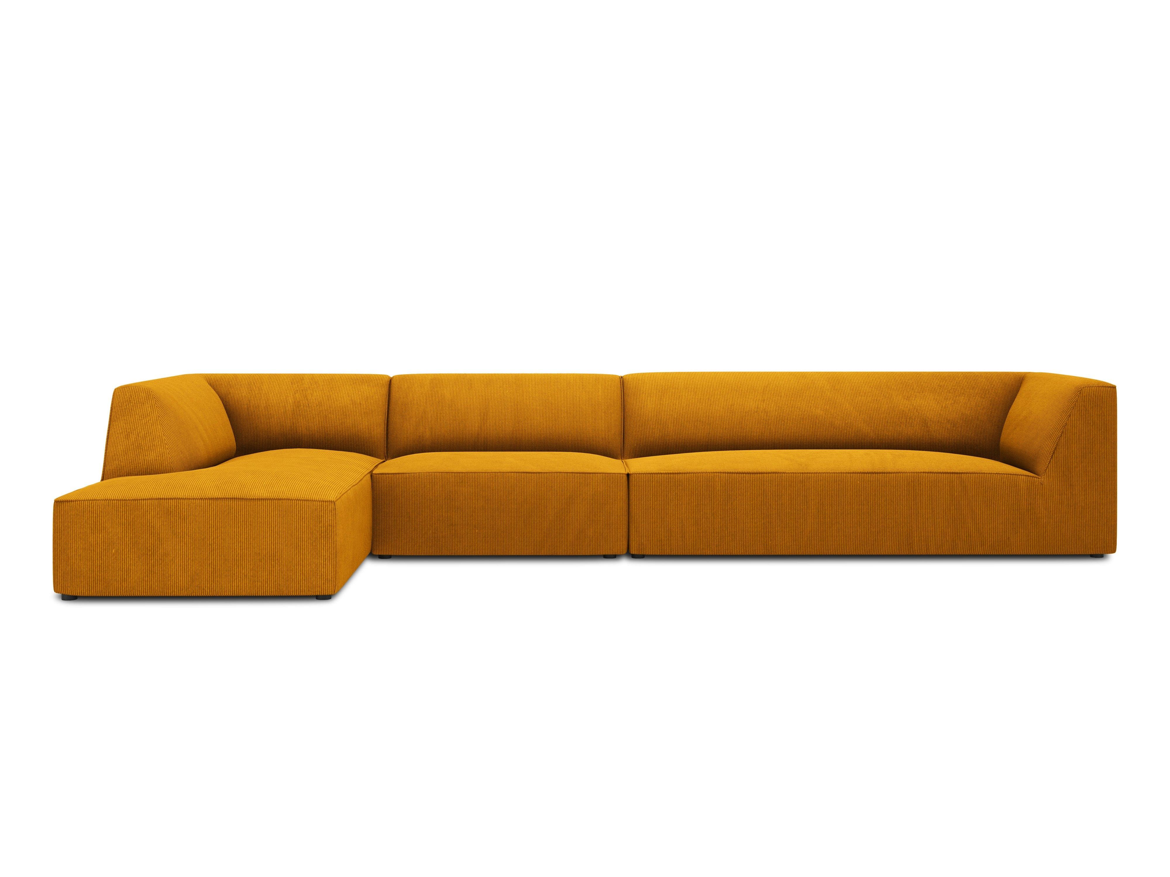Narożnik sztruksowy 5-osobowy lewostronny RUBY żółty Micadoni Eye on Design