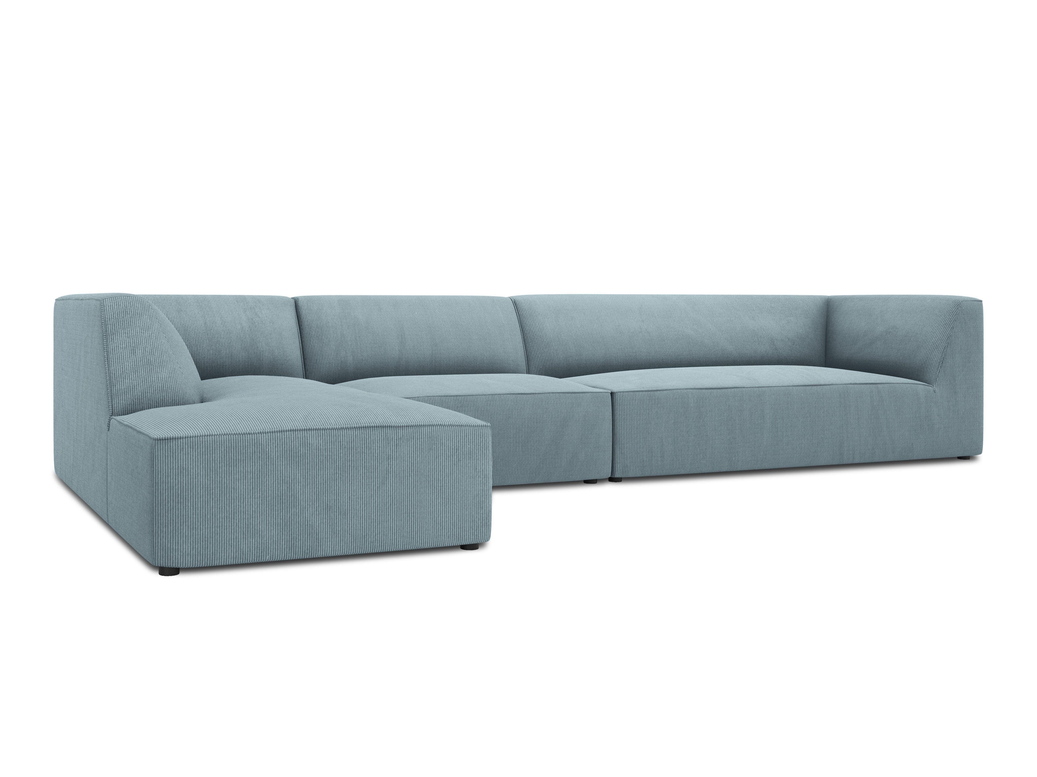 Narożnik sztruksowy 5-osobowy lewostronny RUBY jasnoniebieski Micadoni Eye on Design