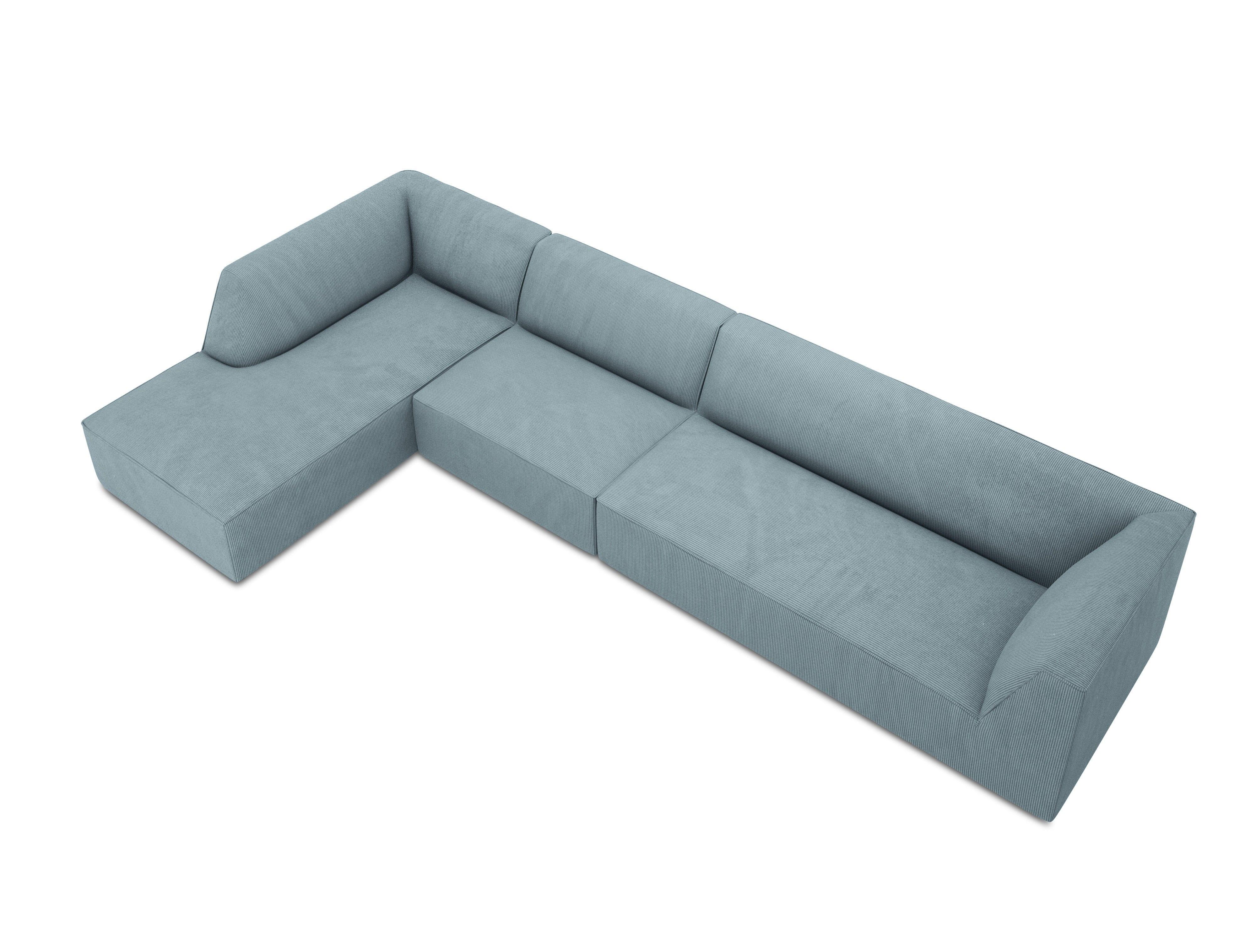 Narożnik sztruksowy 5-osobowy lewostronny RUBY jasnoniebieski Micadoni Eye on Design