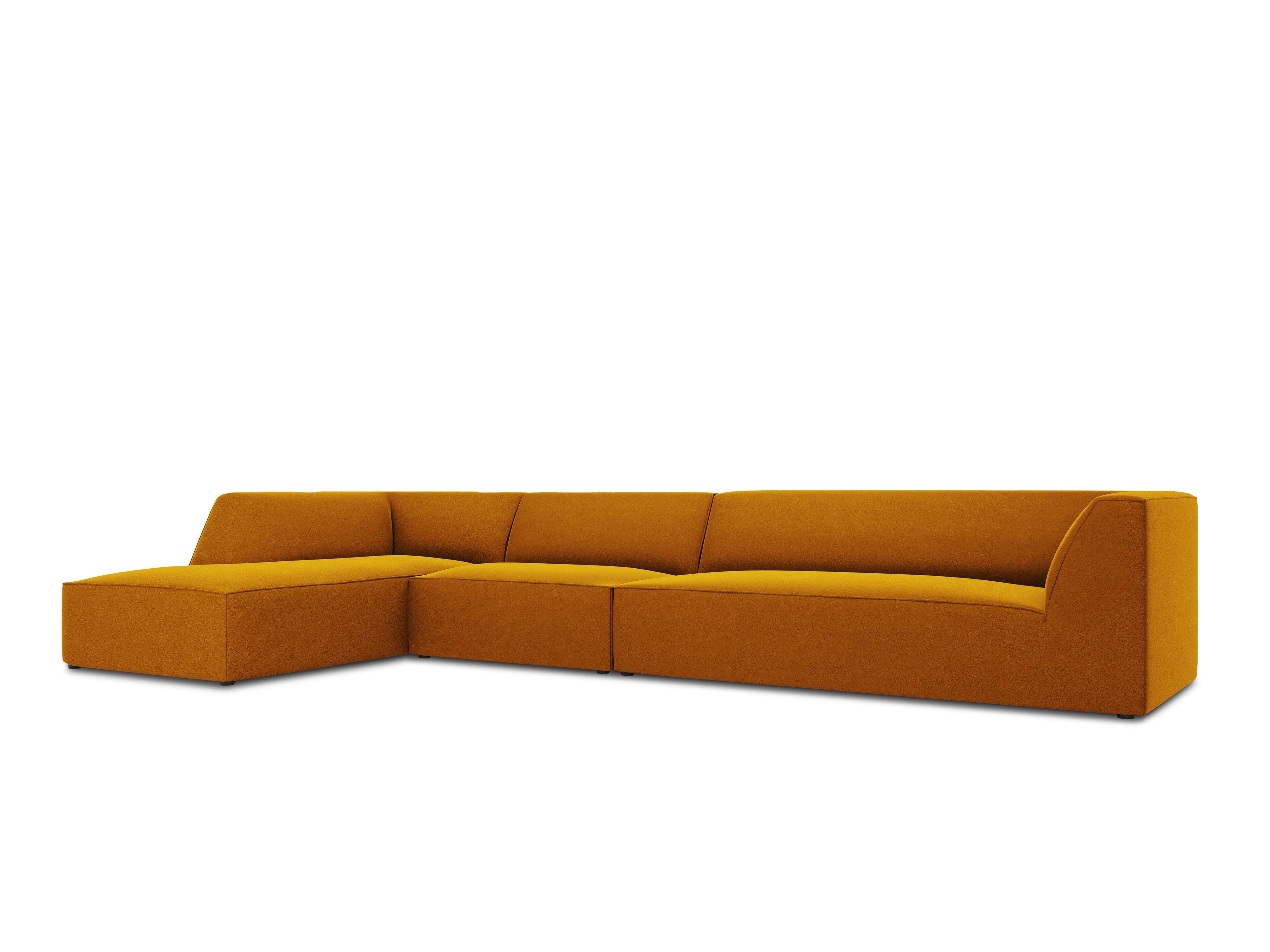 Narożnik aksamitny 5-osobowy lewostronny RUBY żółty Micadoni Eye on Design