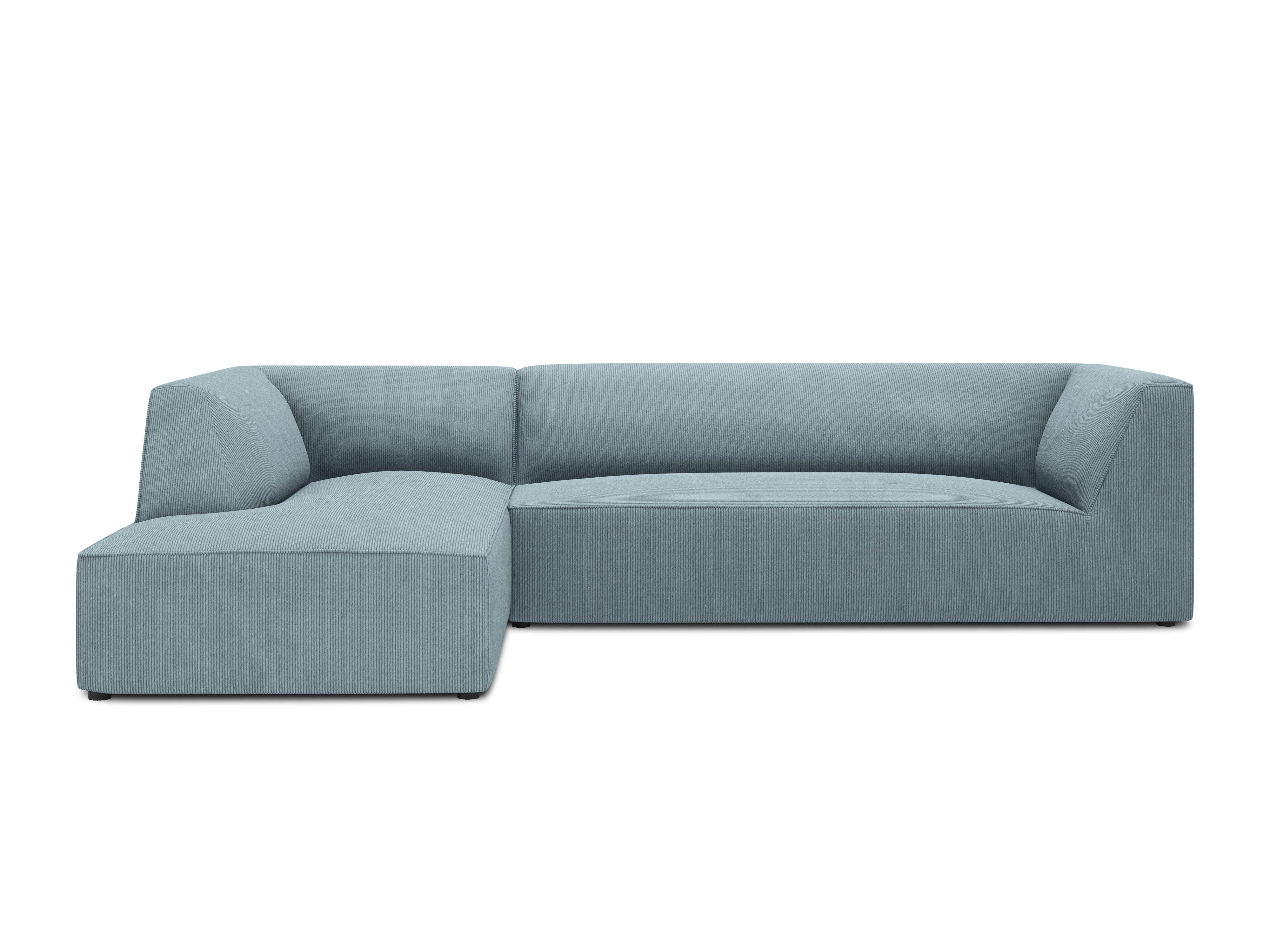 Narożnik sztruksowy 4-osobowy lewostronny RUBY jasnoniebieski Micadoni Eye on Design