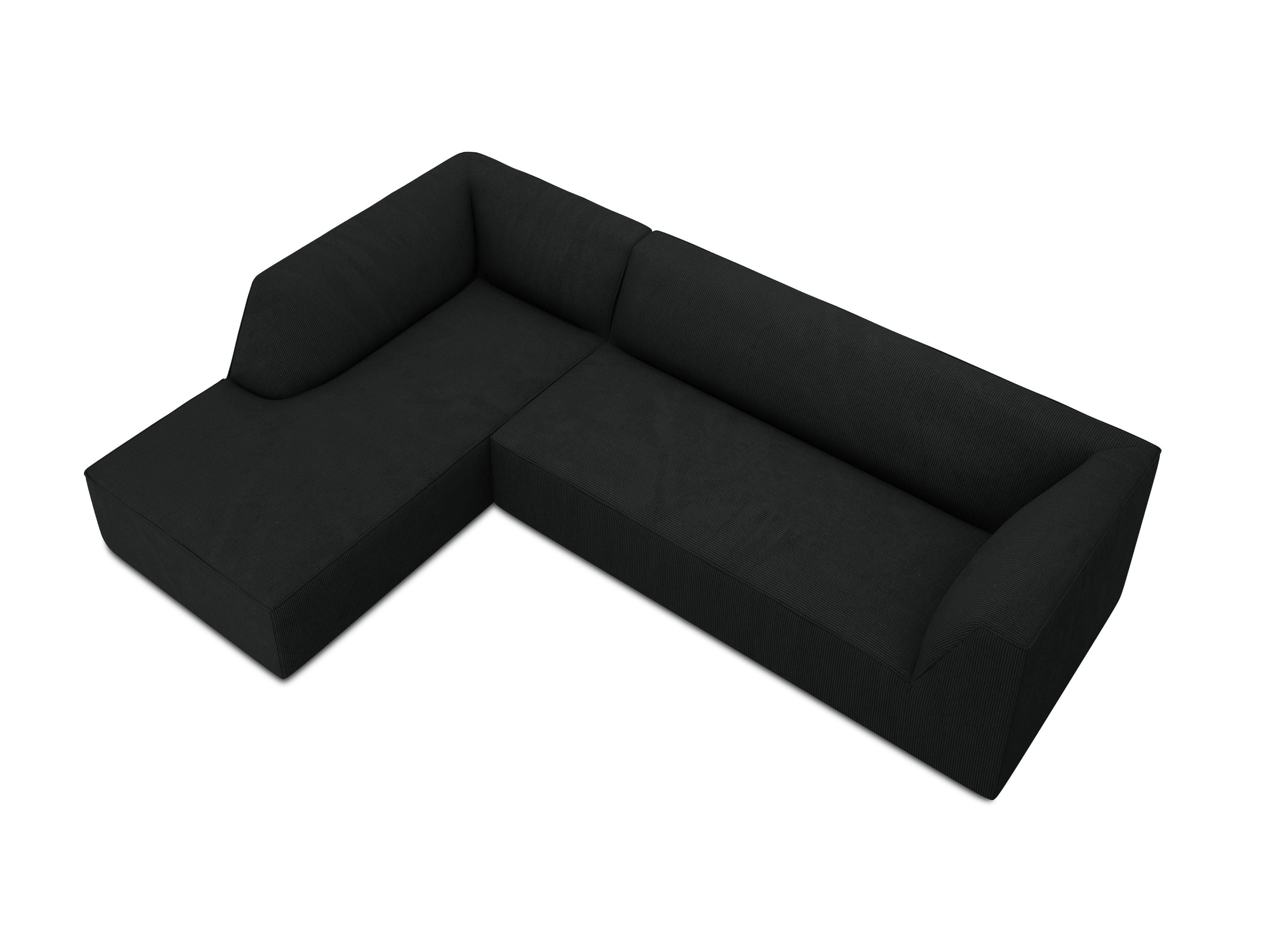 Narożnik sztruksowy 4-osobowy lewostronny RUBY czarny Micadoni Eye on Design