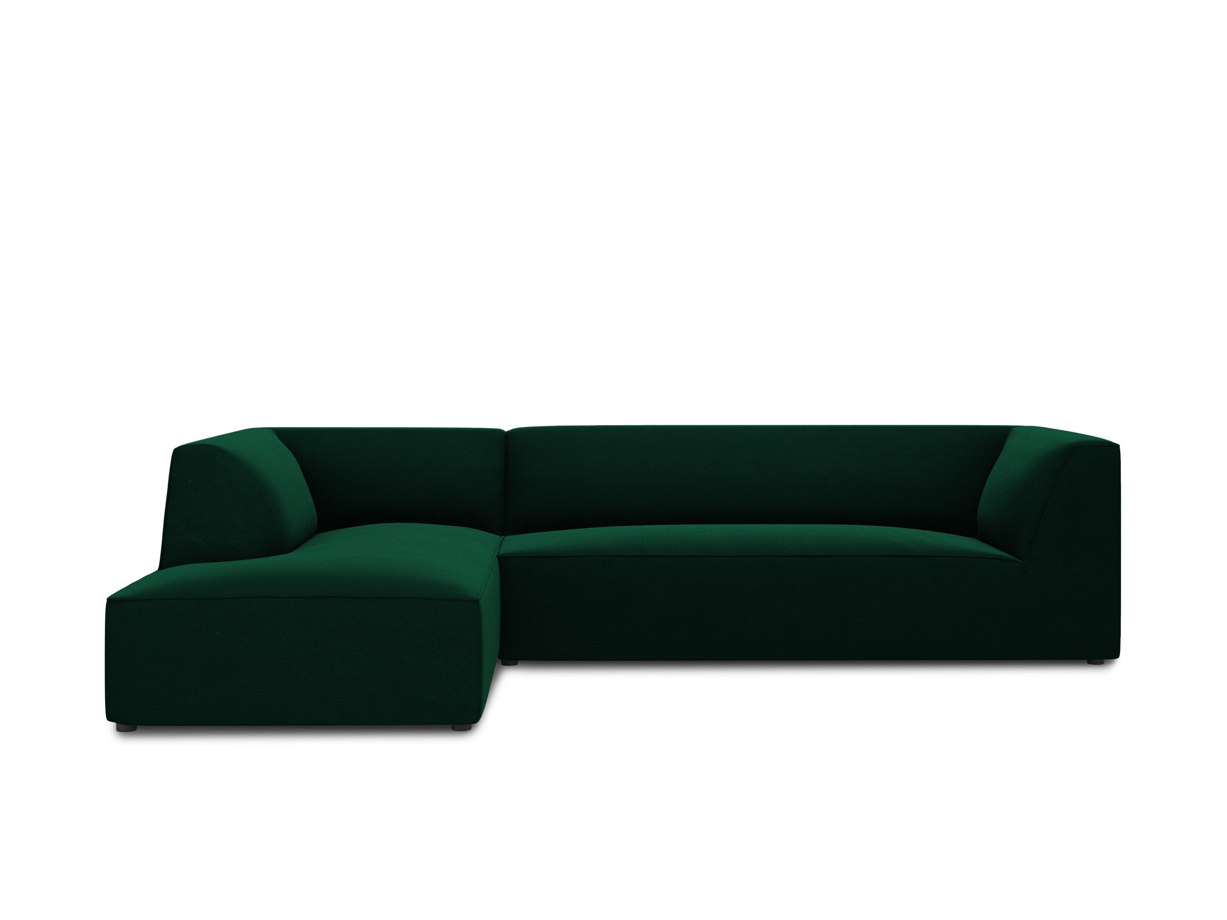 Narożnik aksamitny 4-osobowy lewostronny RUBY butelkowa zieleń Micadoni Eye on Design