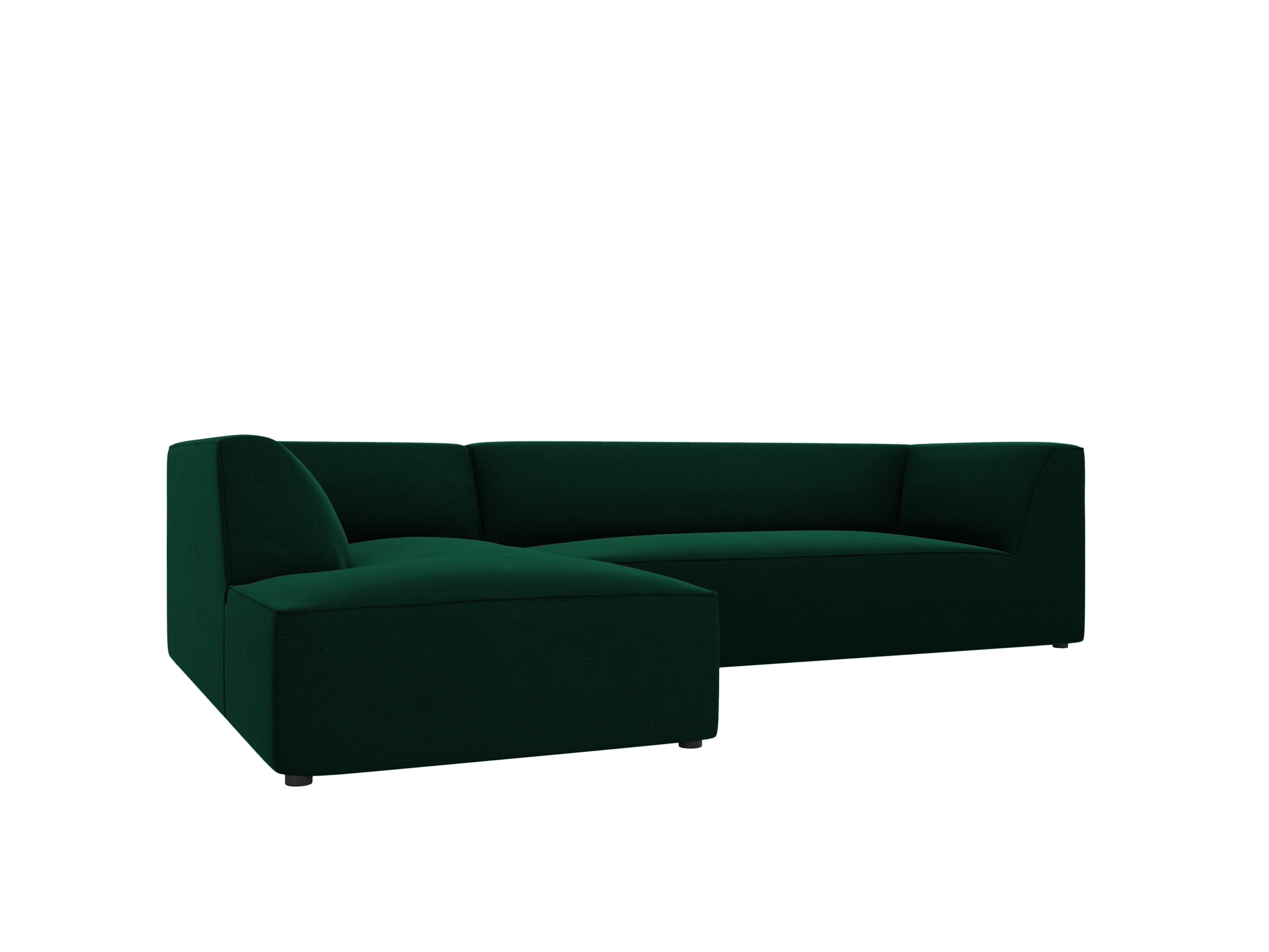 Narożnik aksamitny 4-osobowy lewostronny RUBY butelkowa zieleń Micadoni Eye on Design