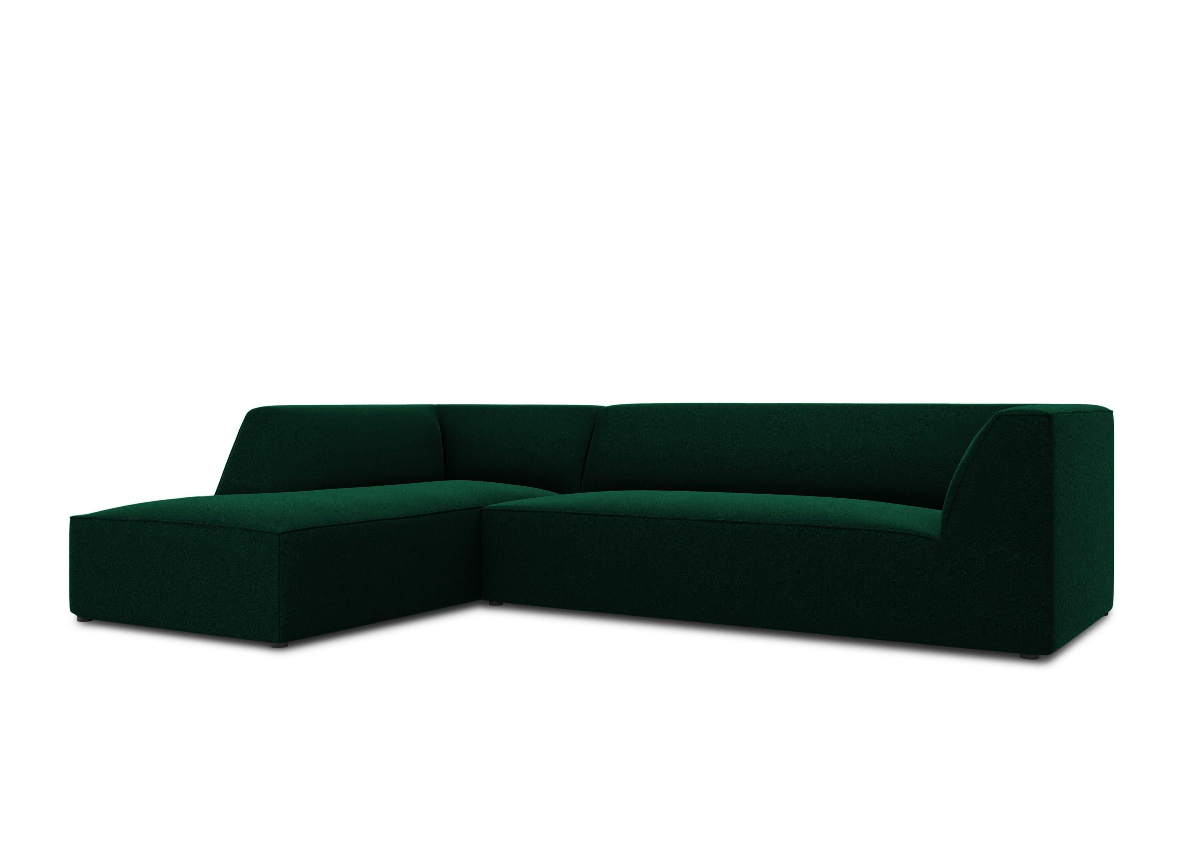 Narożnik aksamitny 4-osobowy lewostronny RUBY butelkowa zieleń Micadoni Eye on Design