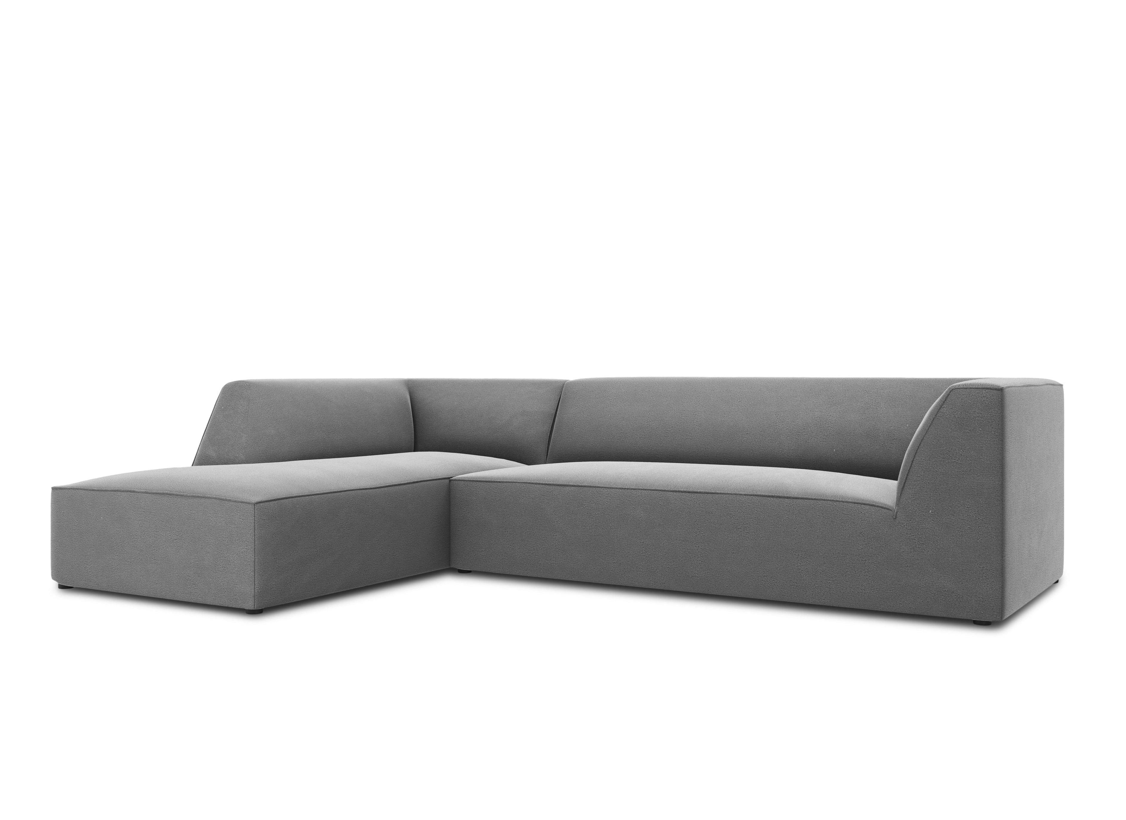 Narożnik aksamitny 4-osobowy lewostronny RUBY jasnoszary Micadoni Eye on Design