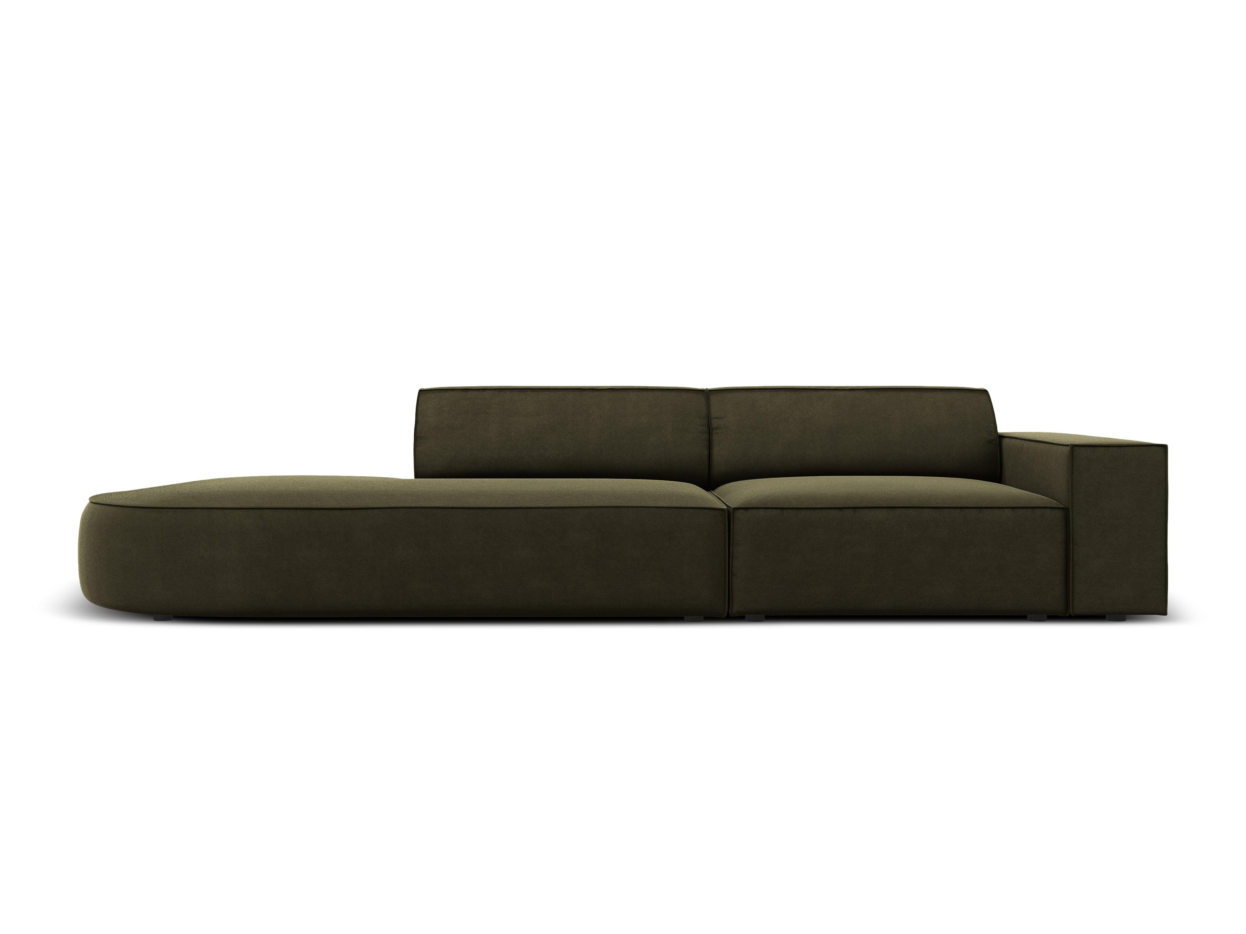 Sofa aksamitna lewostronna okrągła 3-osobowa JODIE zielony Micadoni Eye on Design