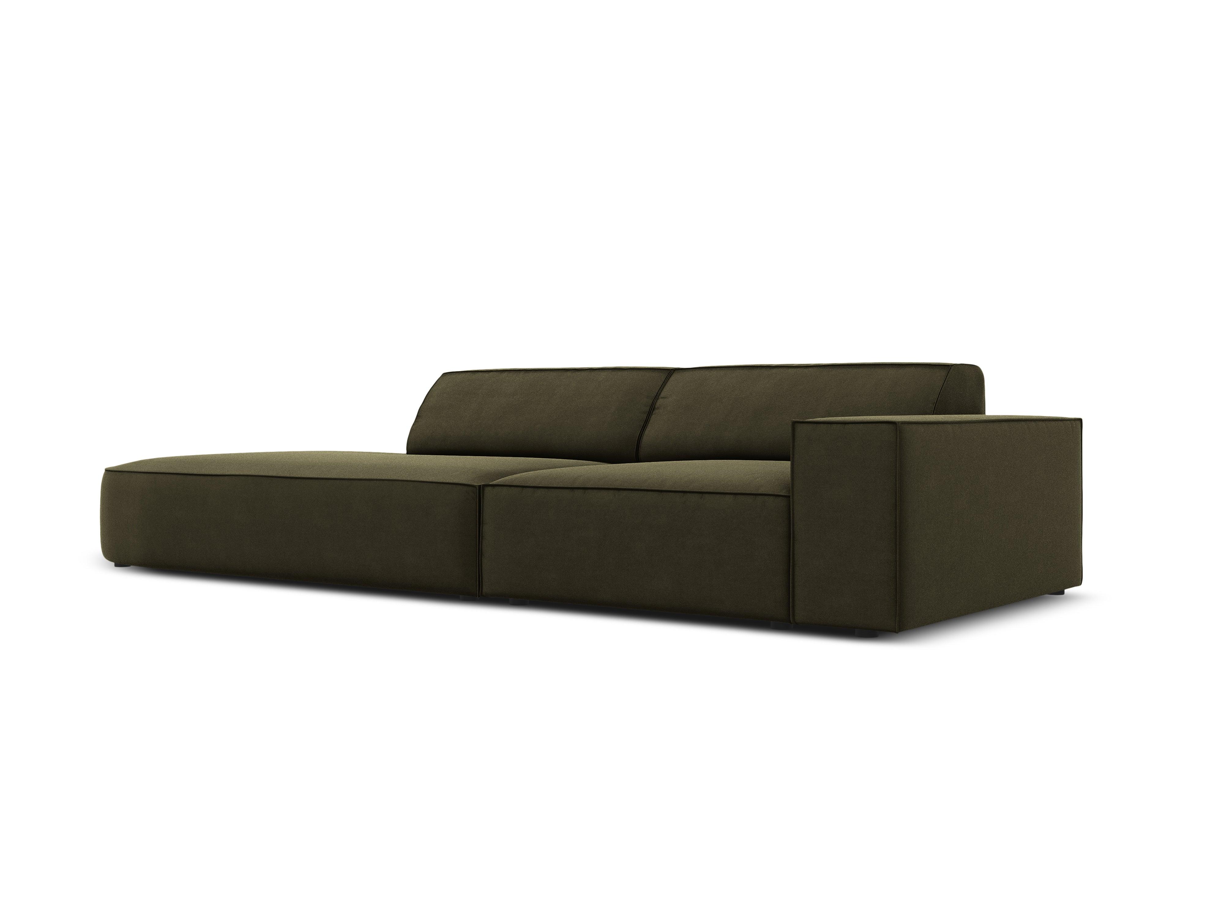 Sofa aksamitna lewostronna okrągła 3-osobowa JODIE zielony Micadoni Eye on Design