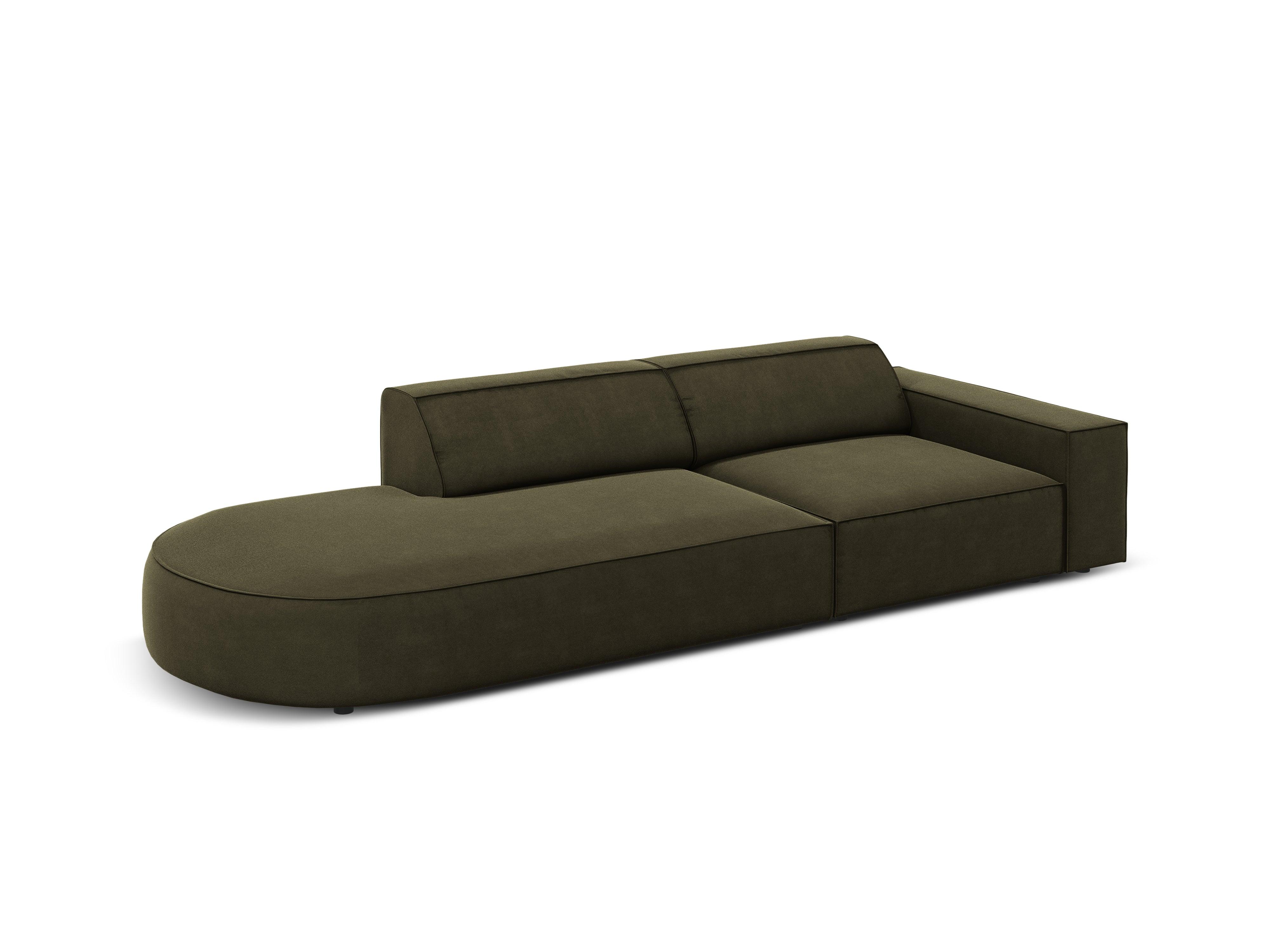 Sofa aksamitna lewostronna okrągła 3-osobowa JODIE zielony Micadoni Eye on Design