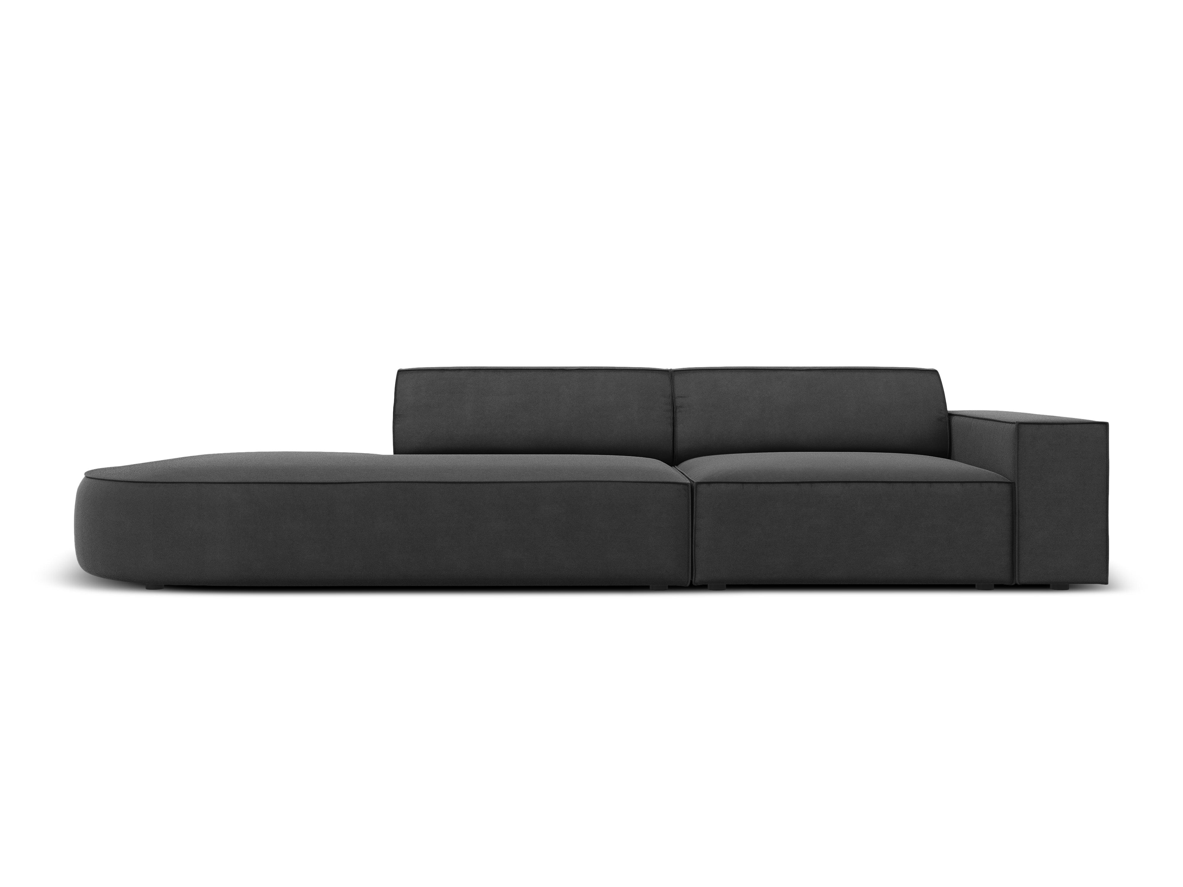 Sofa aksamitna lewostronna okrągła 3-osobowa JODIE ciemnoszary Micadoni Eye on Design