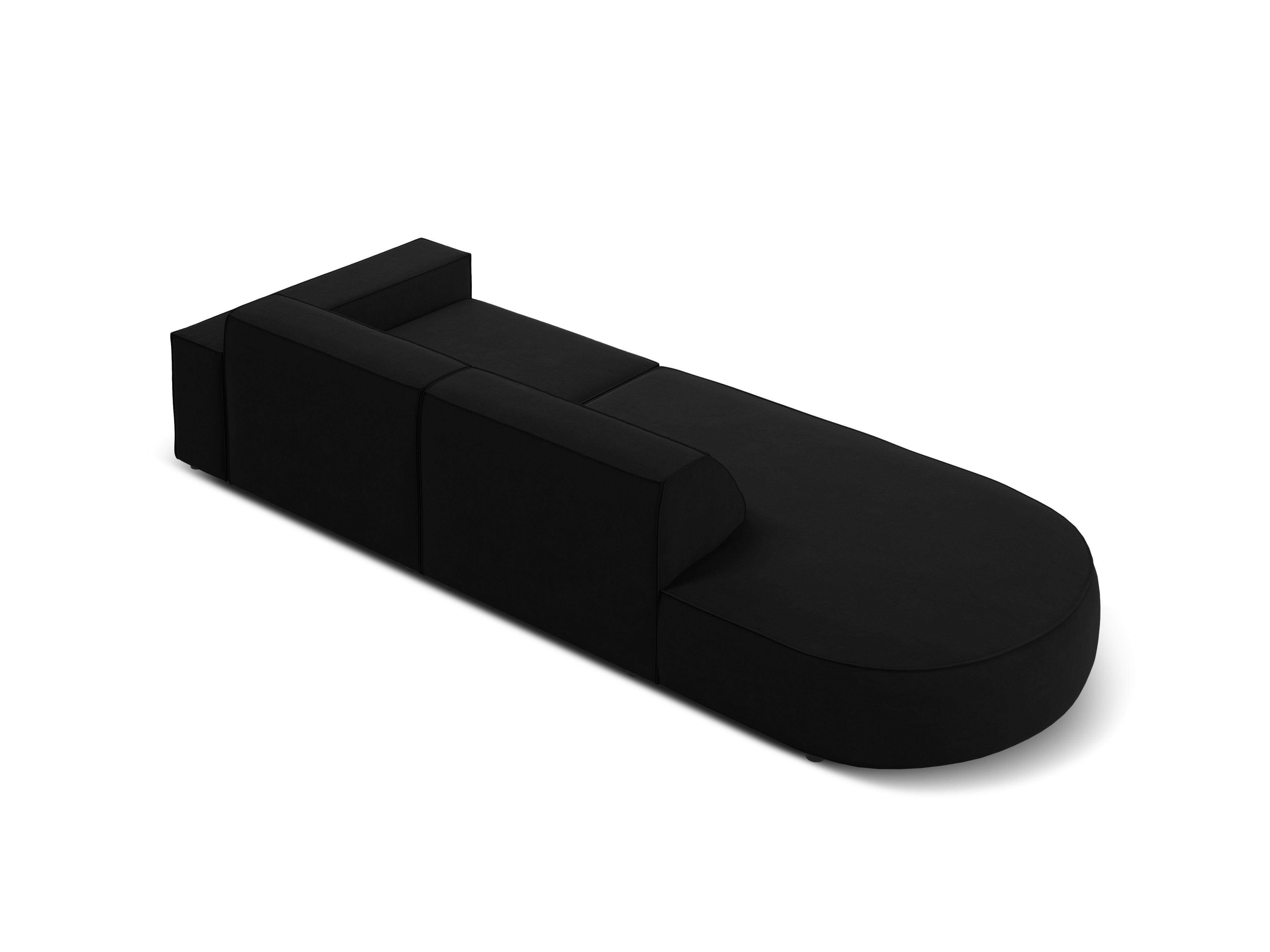 Sofa aksamitna lewostronna okrągła 3-osobowa JODIE czarny Micadoni Eye on Design
