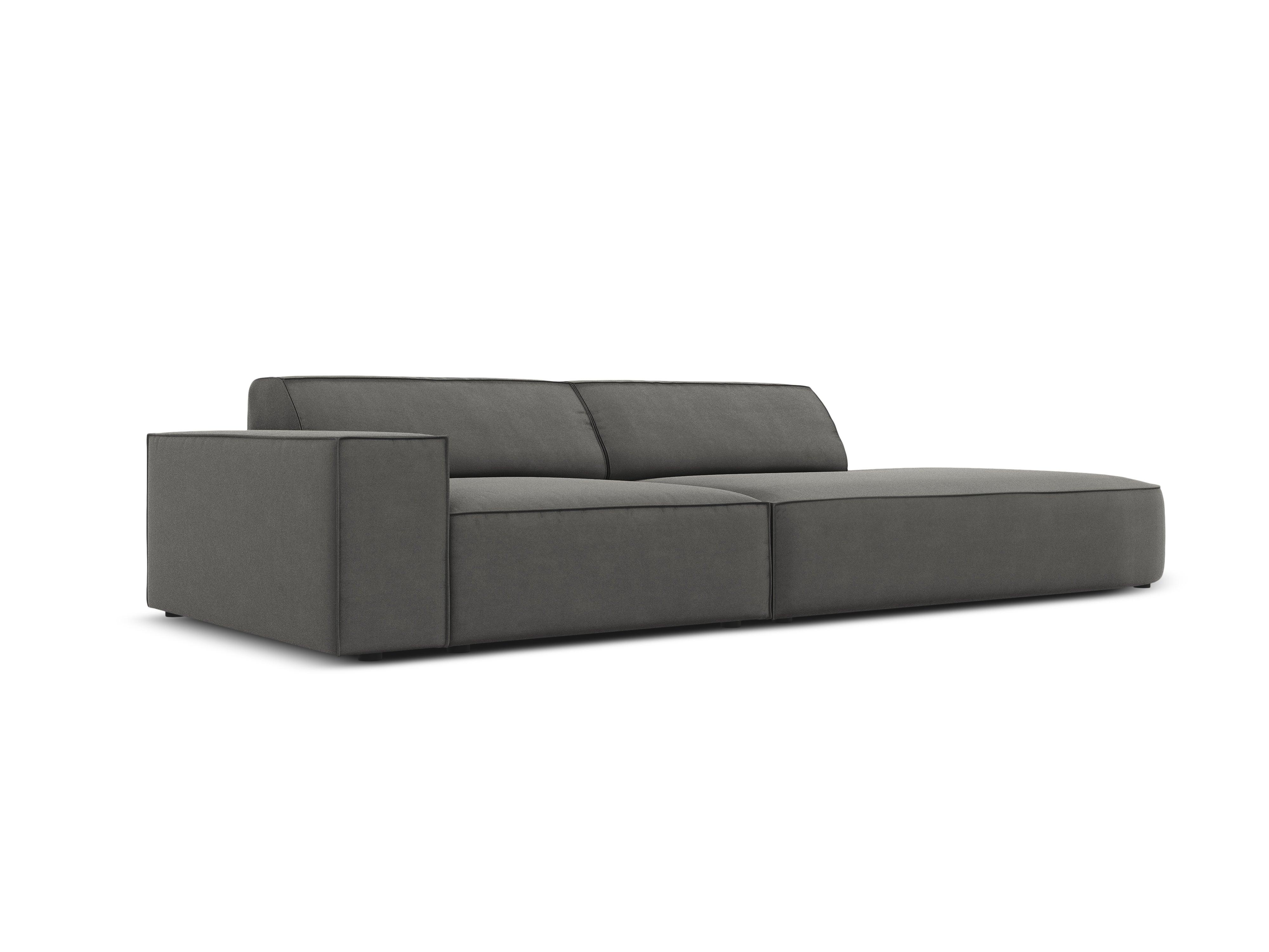 Sofa aksamitna prawostronna okrągła 3-osobowa JODIE jasnoszary Micadoni Eye on Design