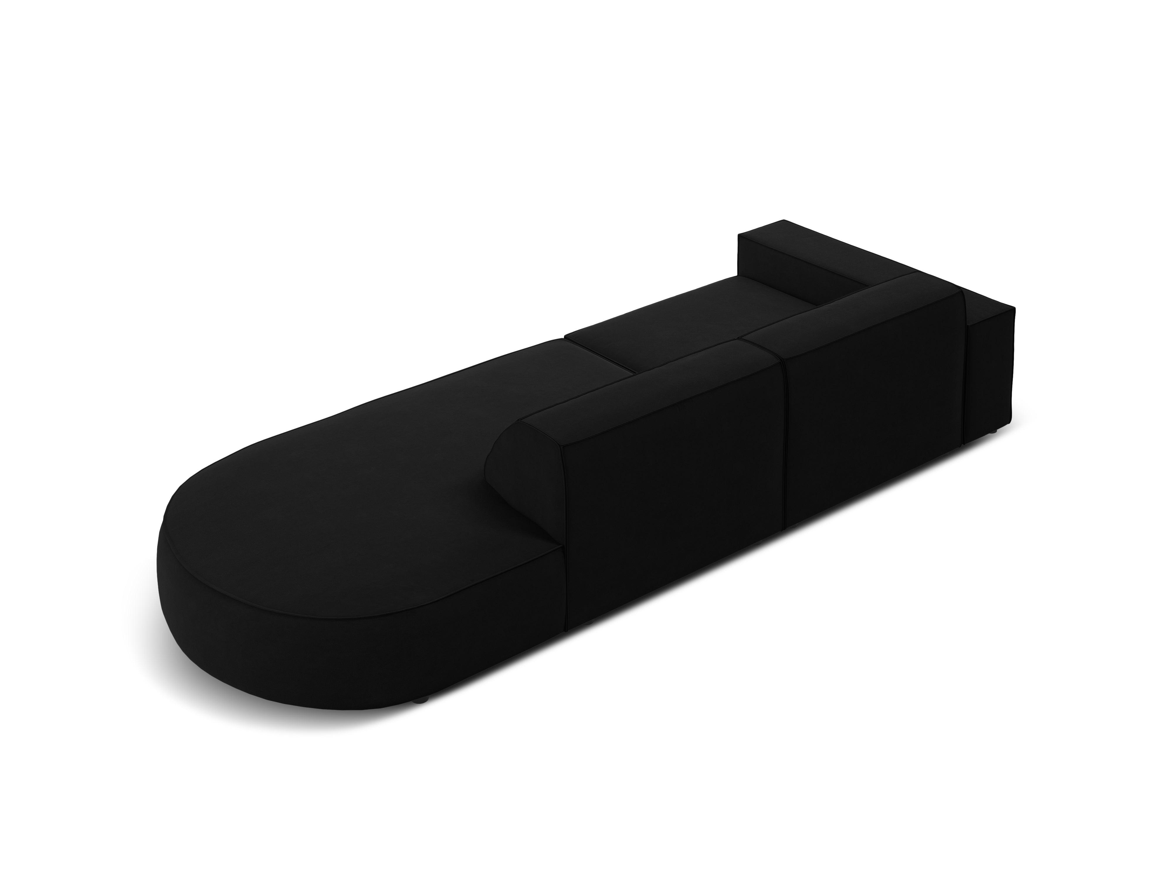 Sofa aksamitna prawostronna okrągła 3-osobowa JODIE czarny Micadoni Eye on Design