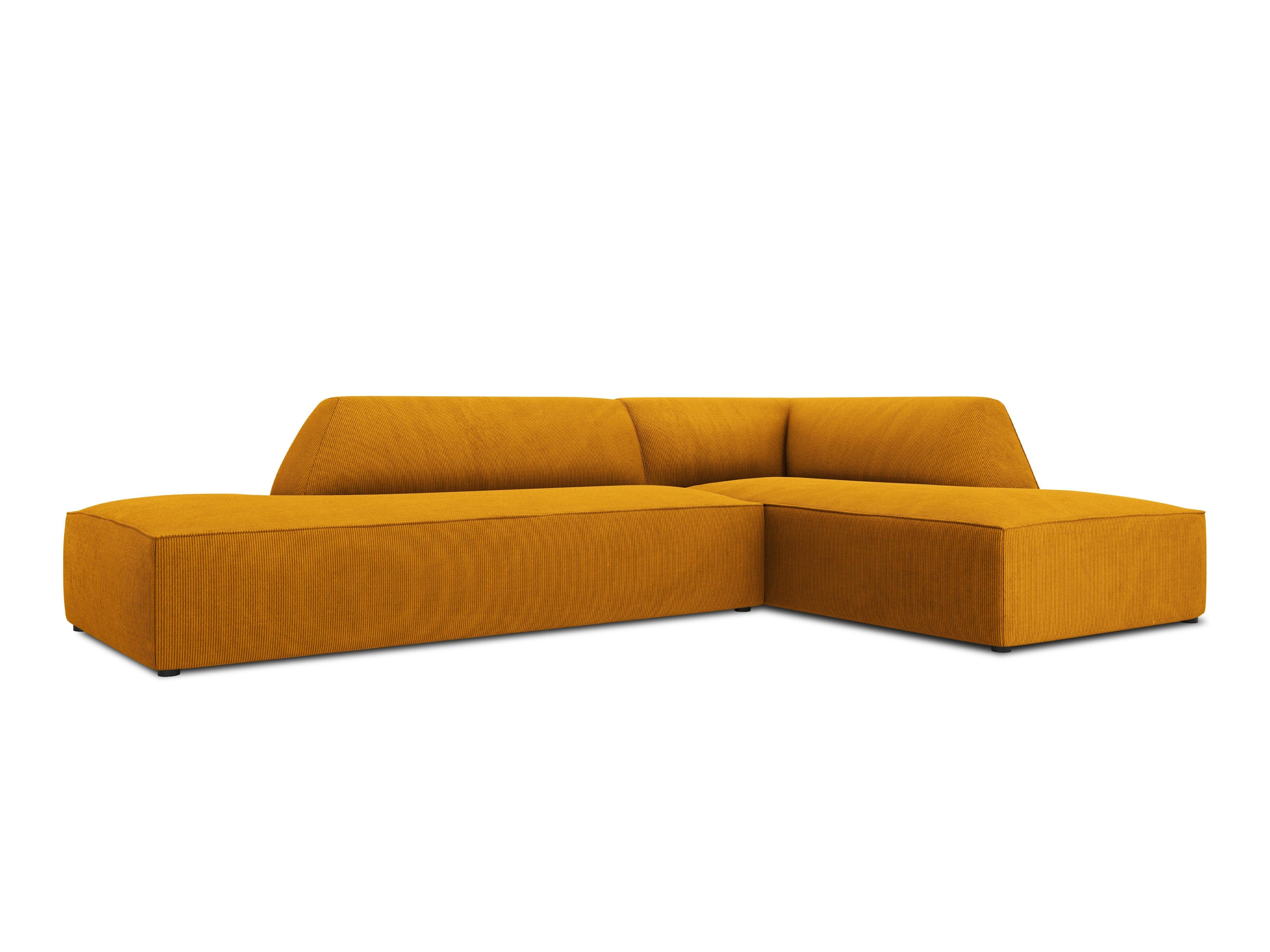 Sofa narożna sztruksowa prawostronny RUBY żółty Micadoni Eye on Design