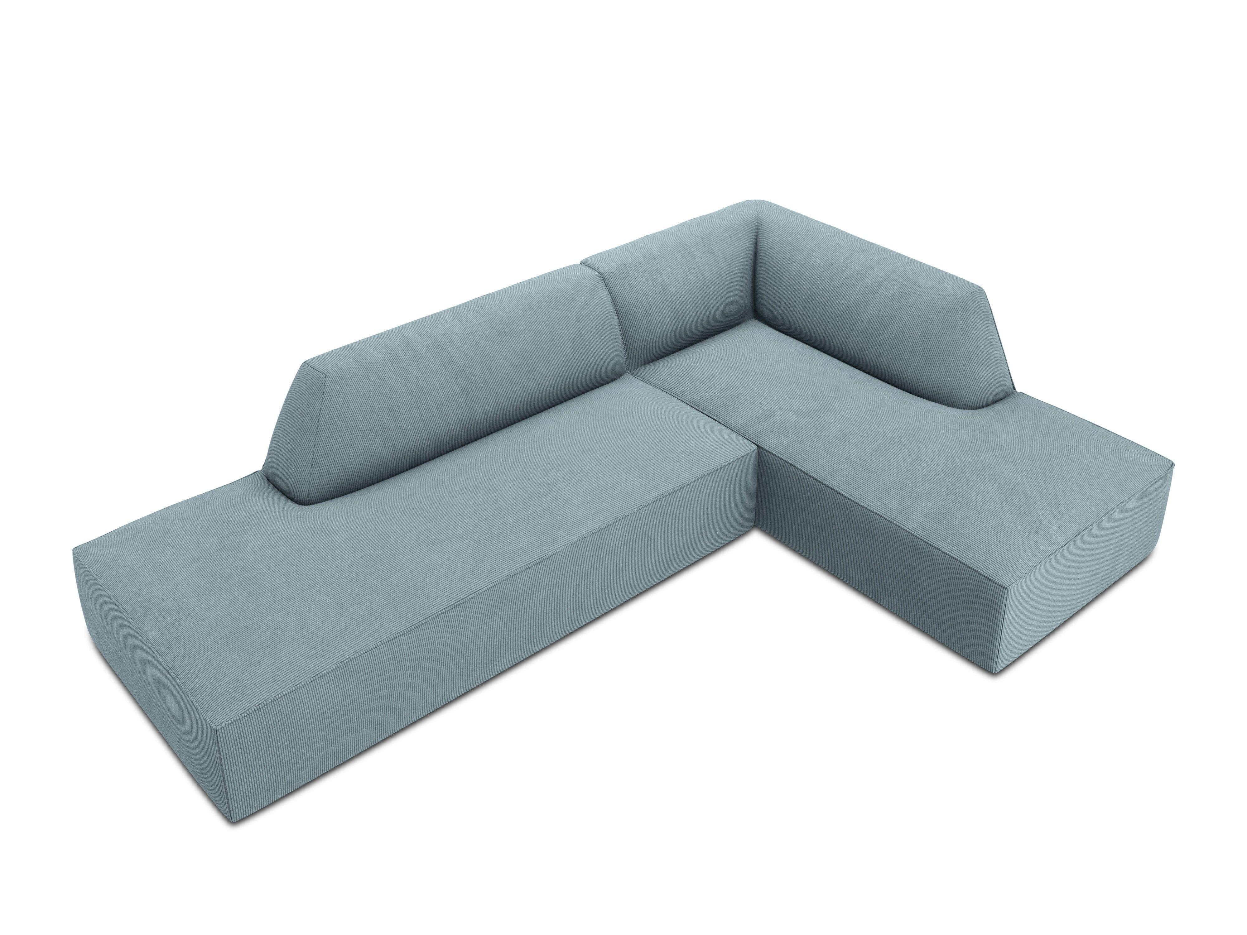 Sofa narożna sztruksowa prawostronny RUBY jasnoniebieski Micadoni Eye on Design