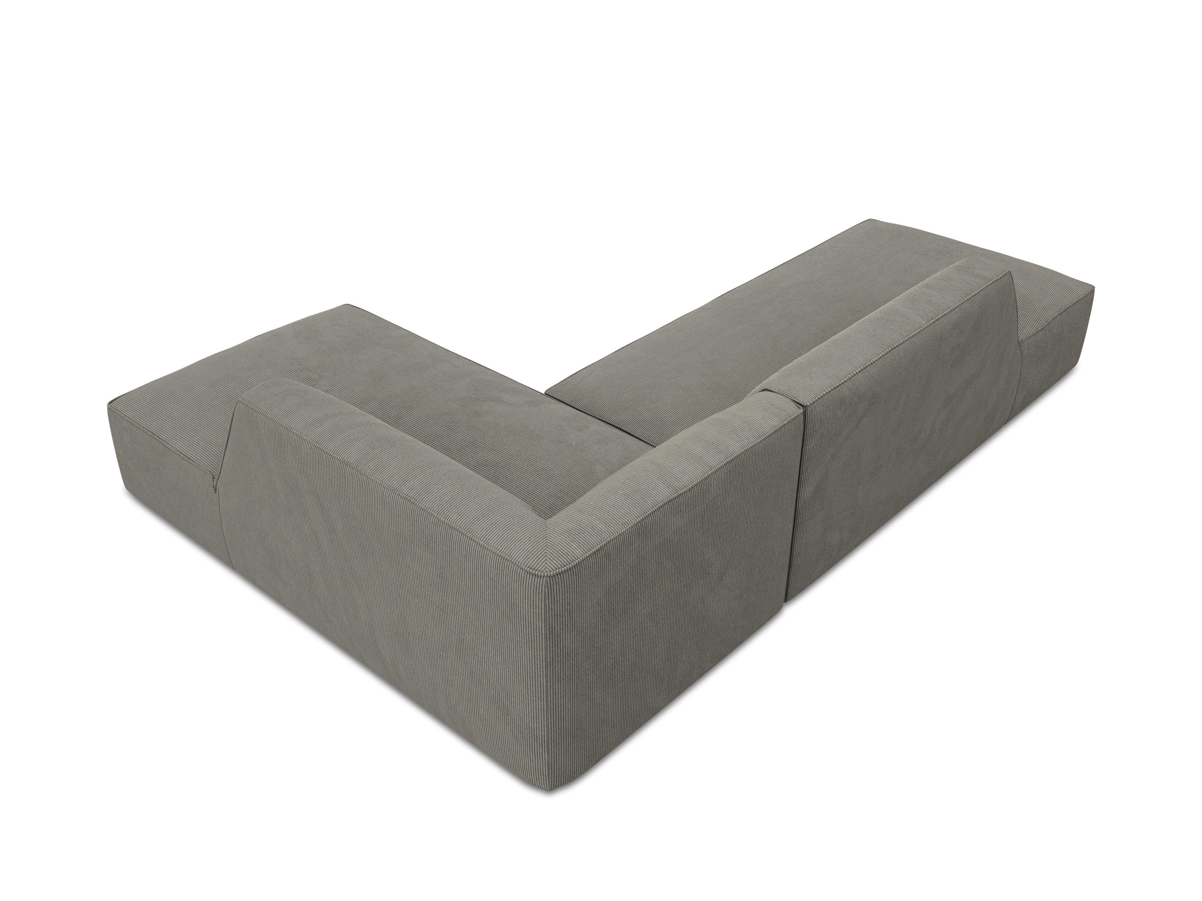 Sofa narożna sztruksowa prawostronny RUBY jasnoszary Micadoni Eye on Design