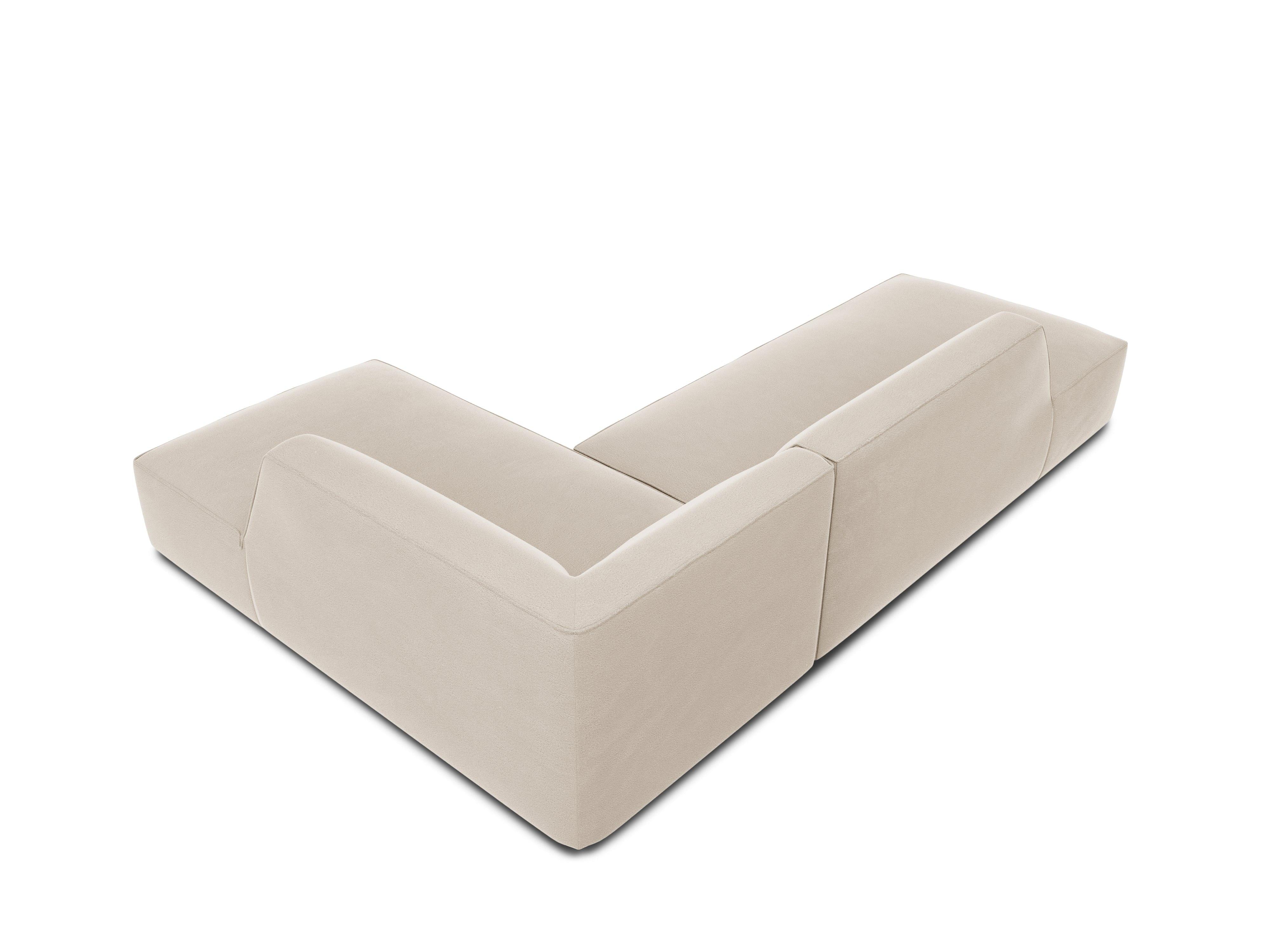 Sofa narożna aksamitna prawostronna RUBY beżowy Micadoni Eye on Design