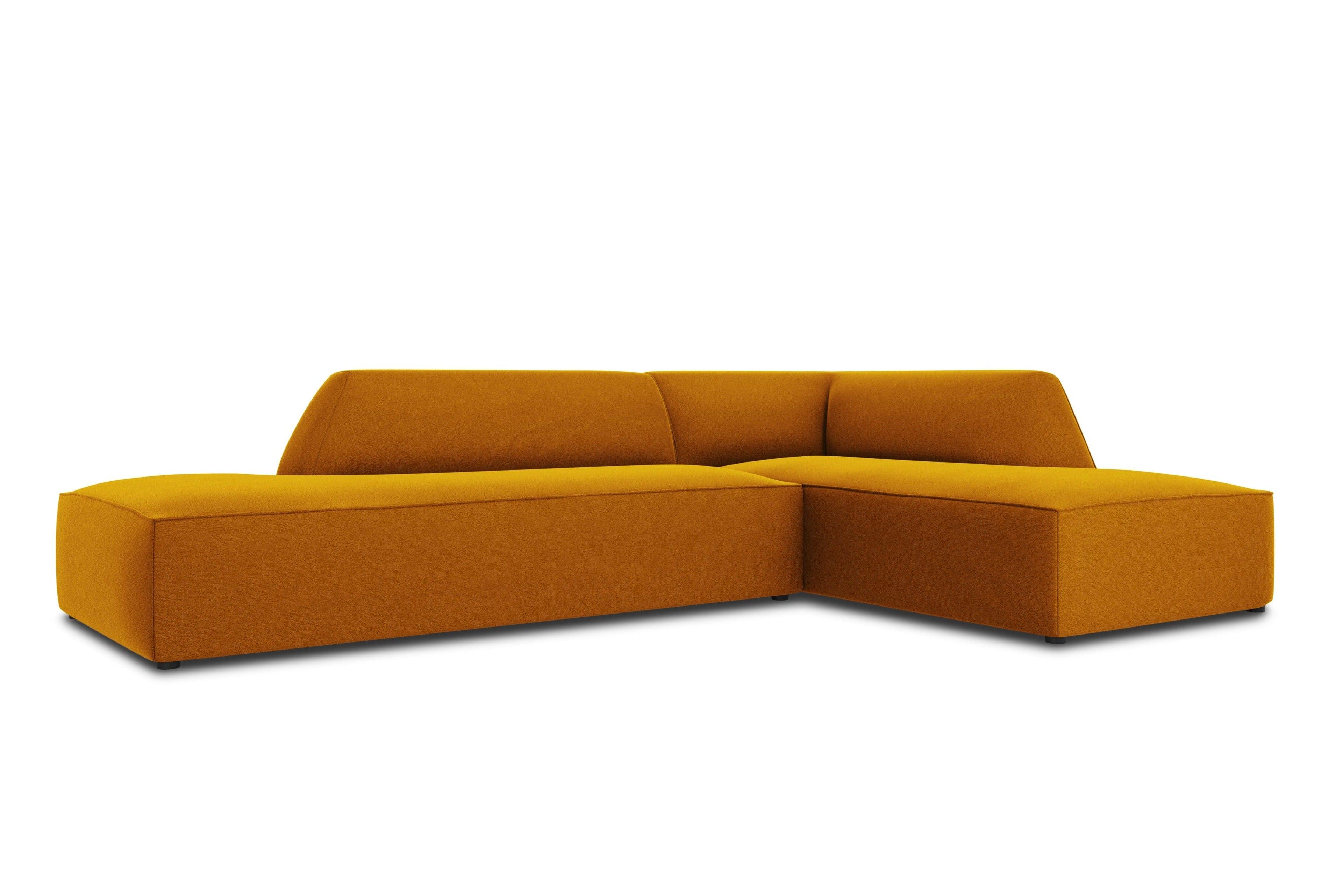 Sofa narożna aksamitna prawostronna RUBY żółty Micadoni Eye on Design