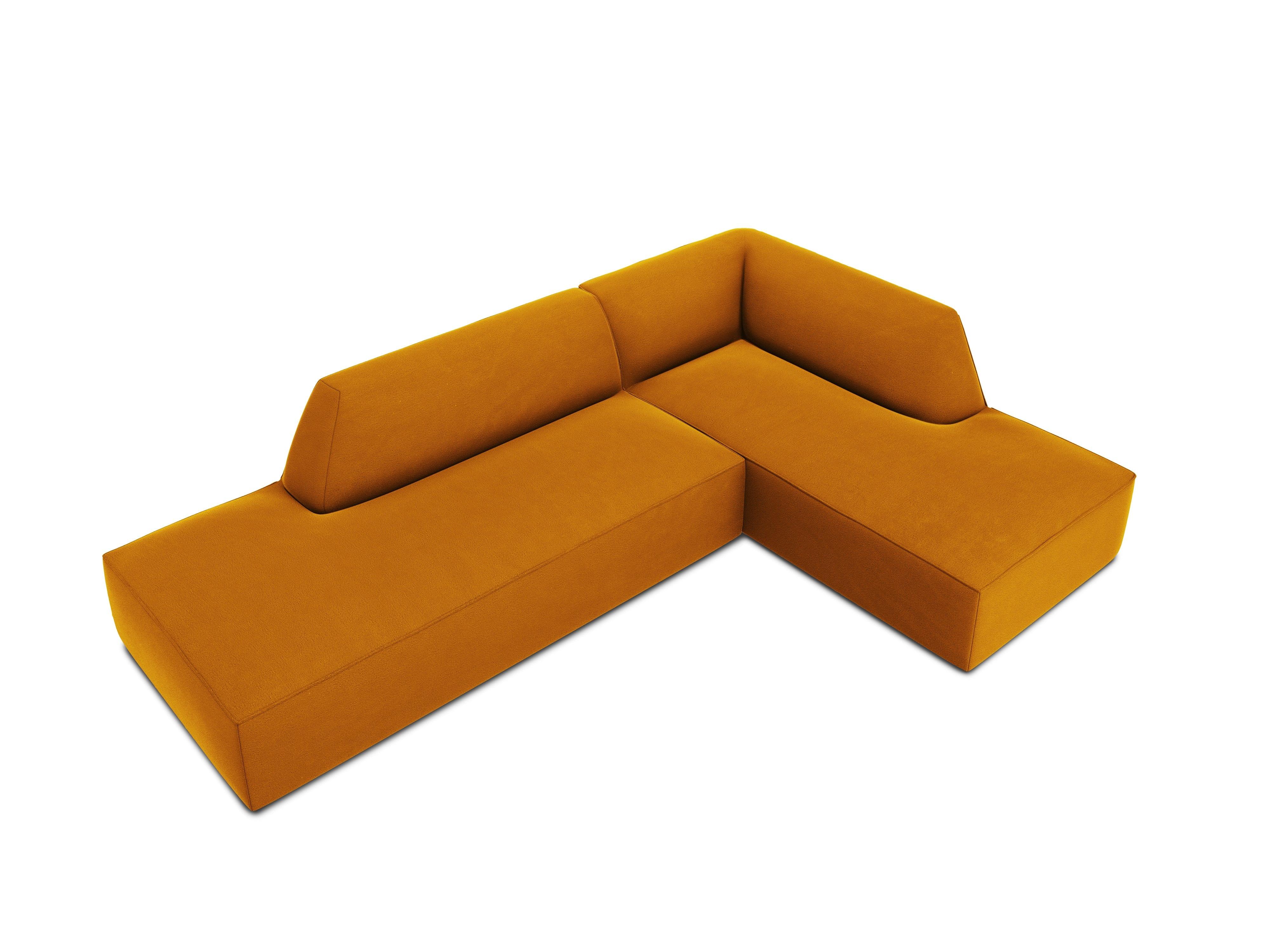 Sofa narożna aksamitna prawostronna RUBY żółty Micadoni Eye on Design