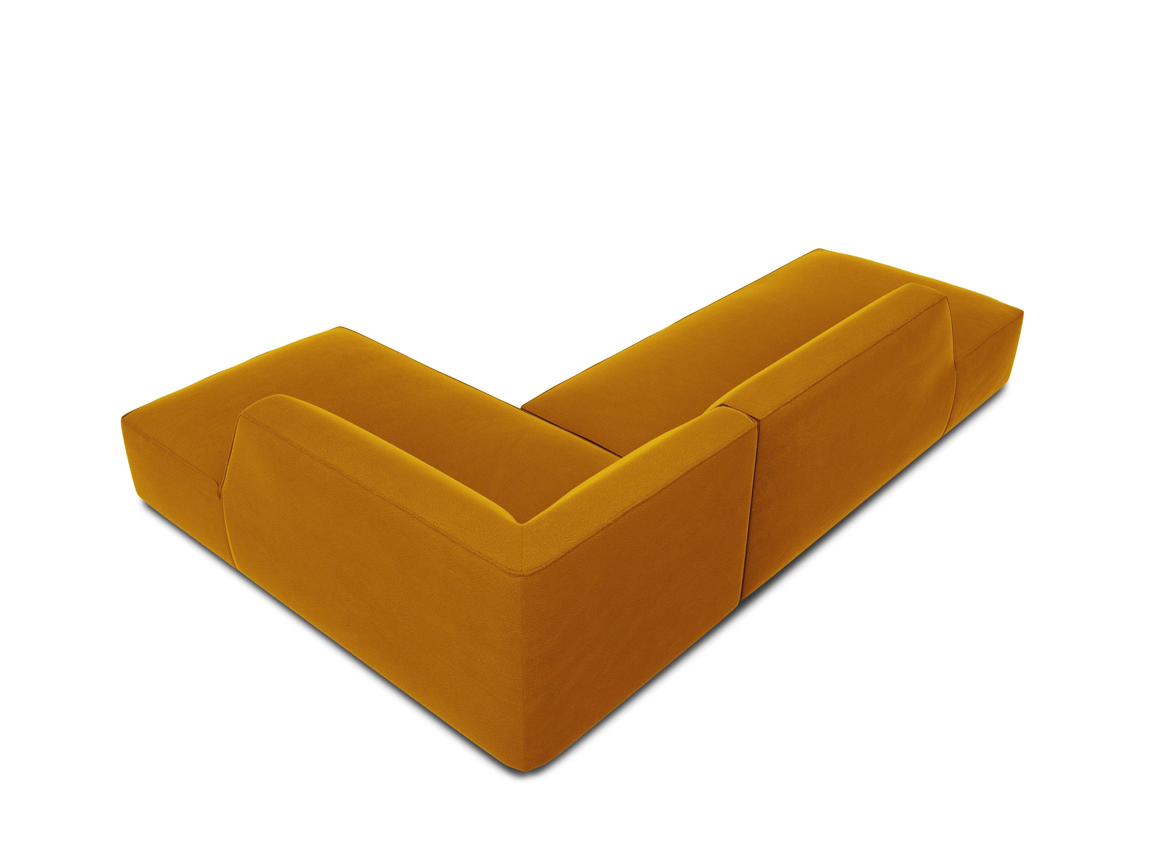Sofa narożna aksamitna prawostronna RUBY żółty Micadoni Eye on Design
