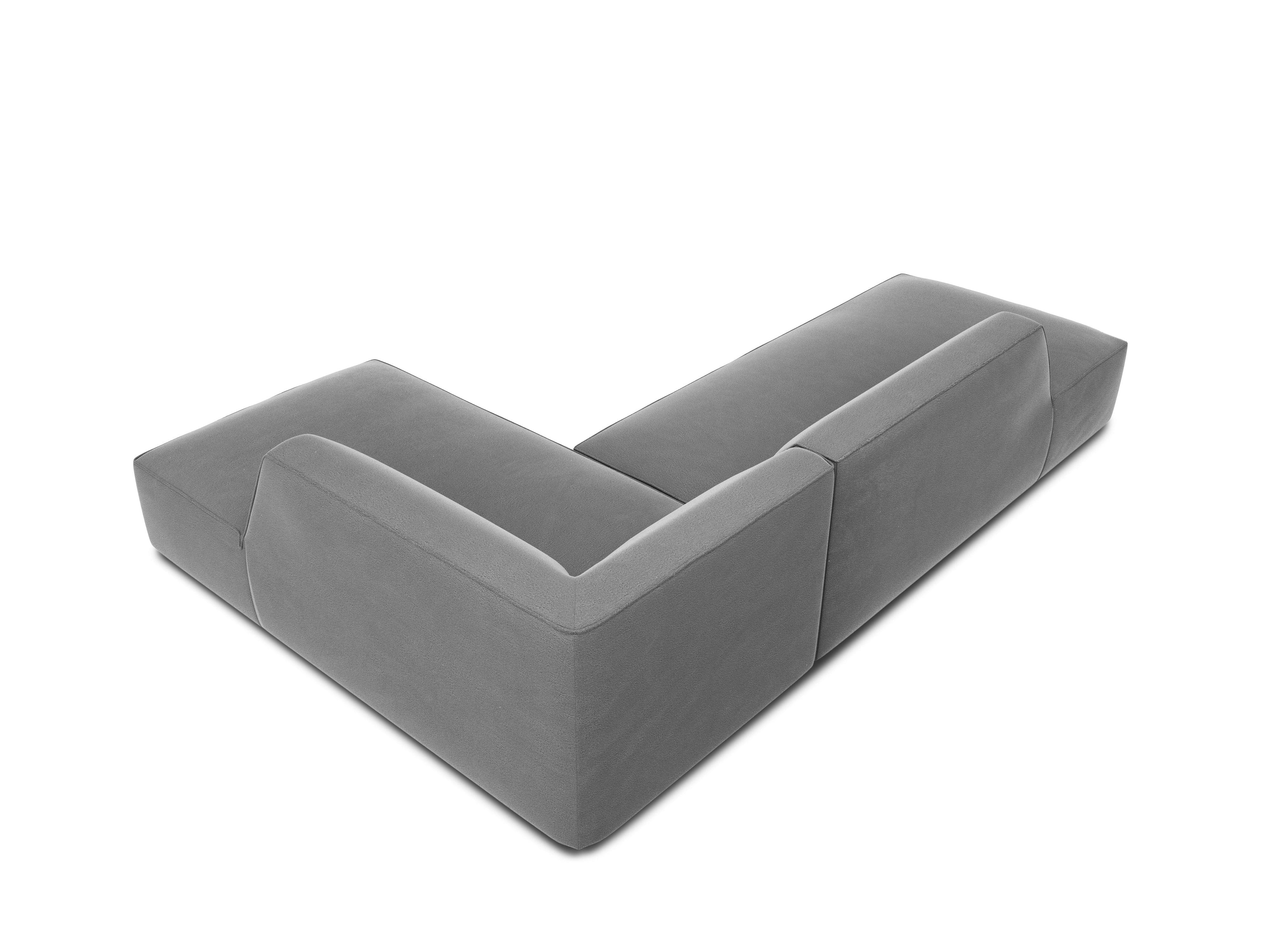Sofa narożna aksamitna prawostronna RUBY jasnoszary Micadoni Eye on Design