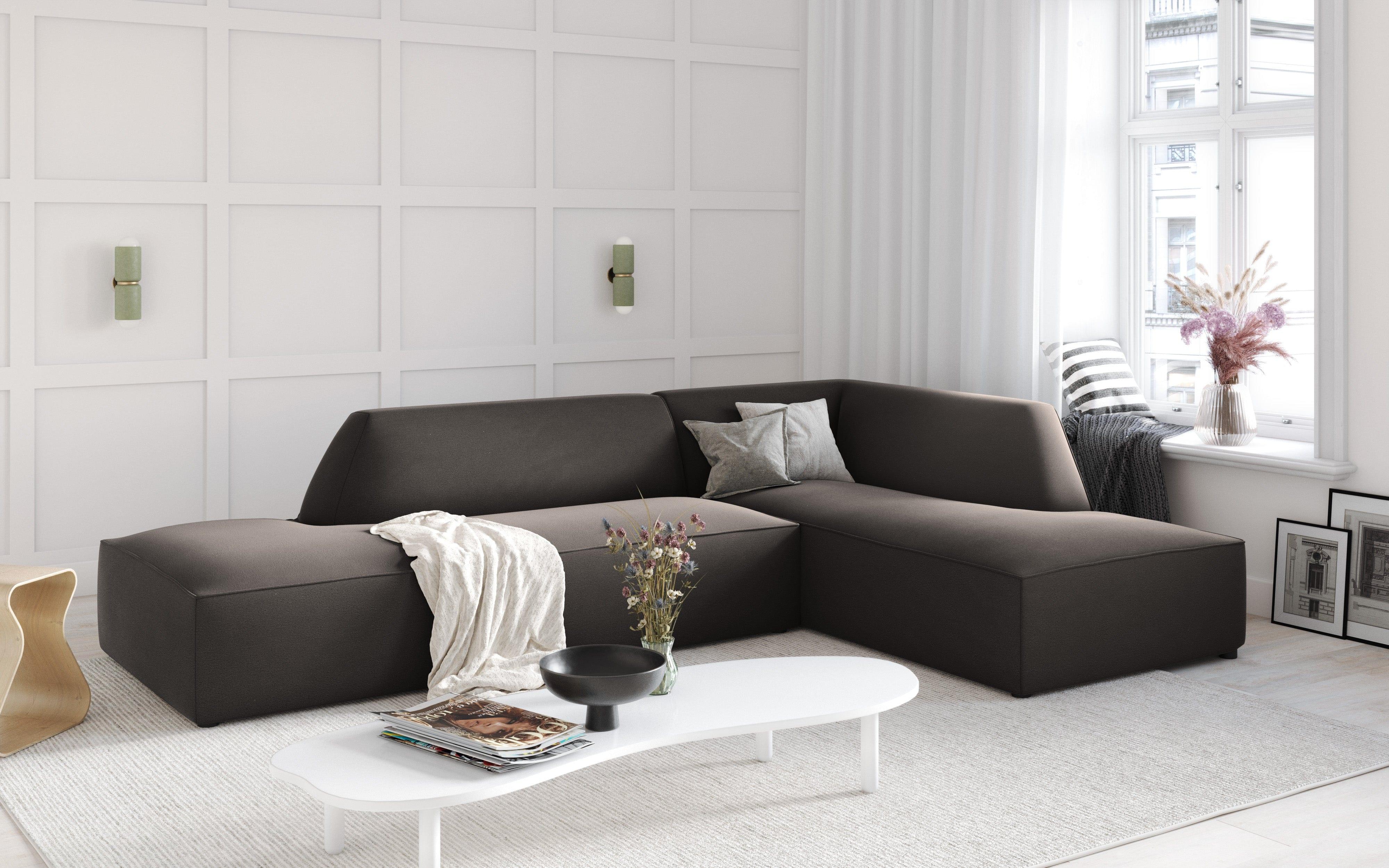 Sofa narożna aksamitna prawostronna RUBY ciemnoszary Micadoni Eye on Design