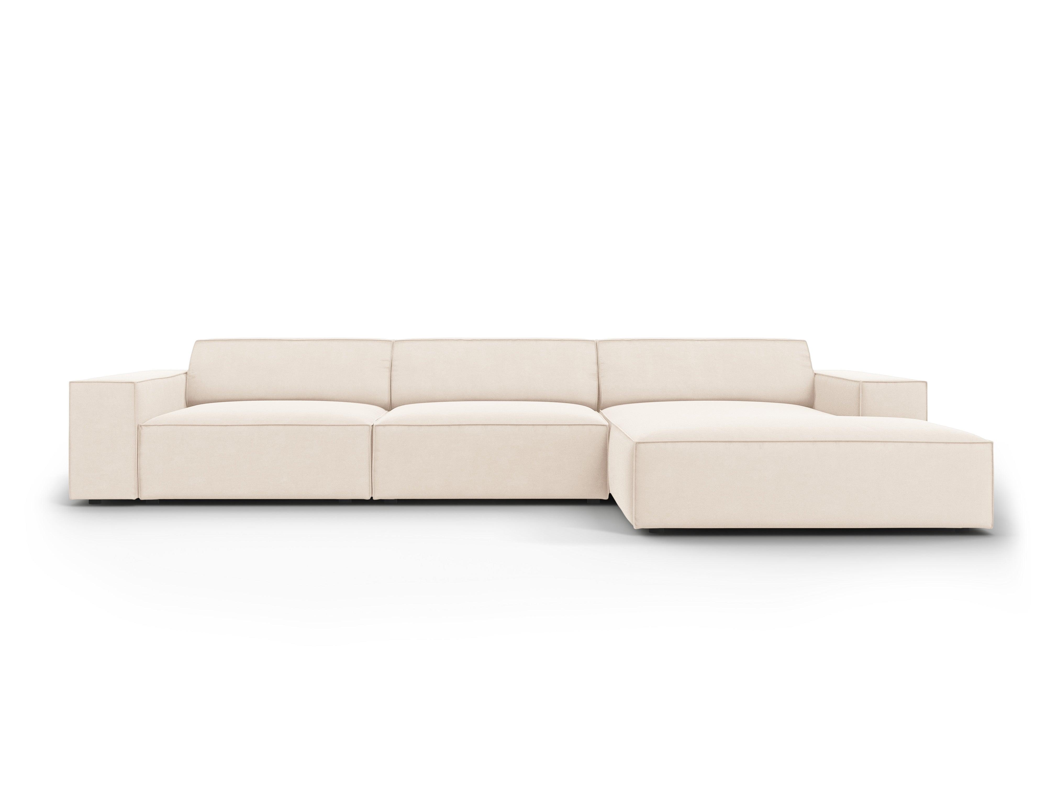 Narożnik aksamitny prawostronny 4-osobowy JODIE jasnobeżowy Micadoni Eye on Design