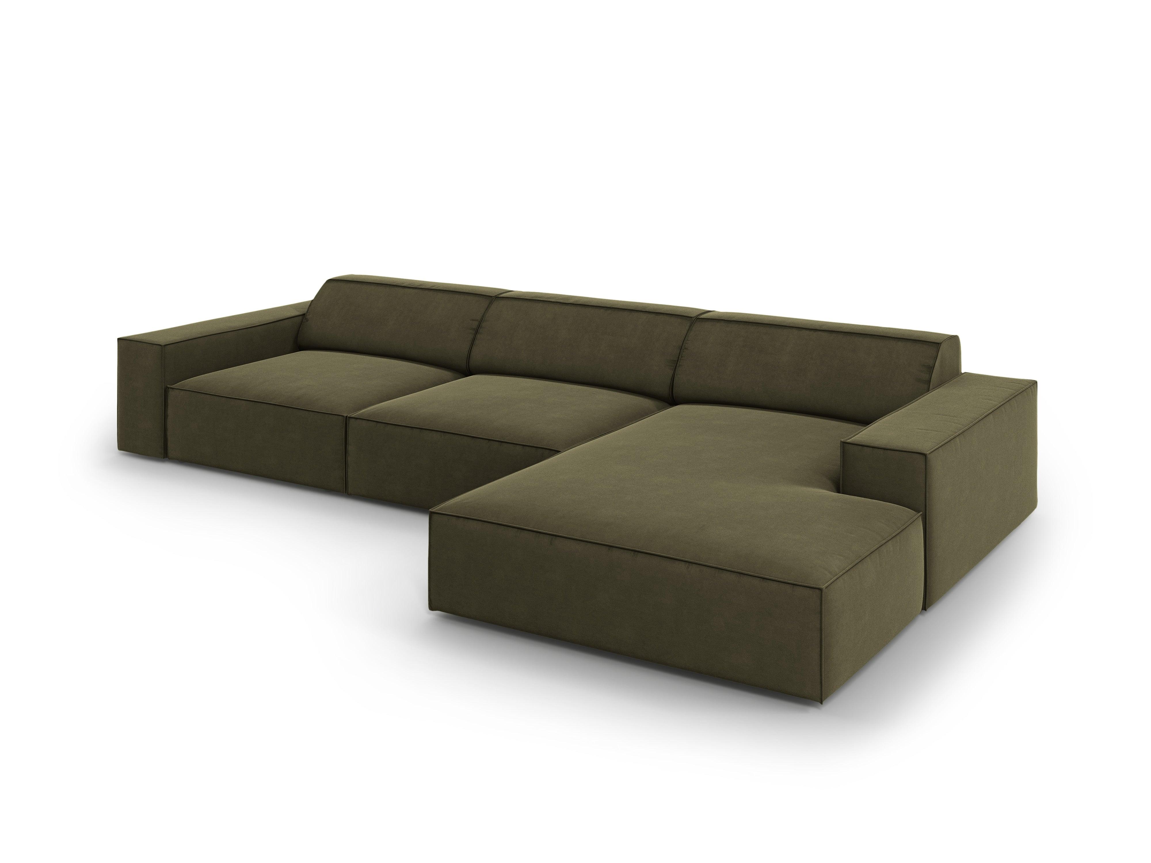 Narożnik aksamitny prawostronny 4-osobowy JODIE zielony Micadoni Eye on Design