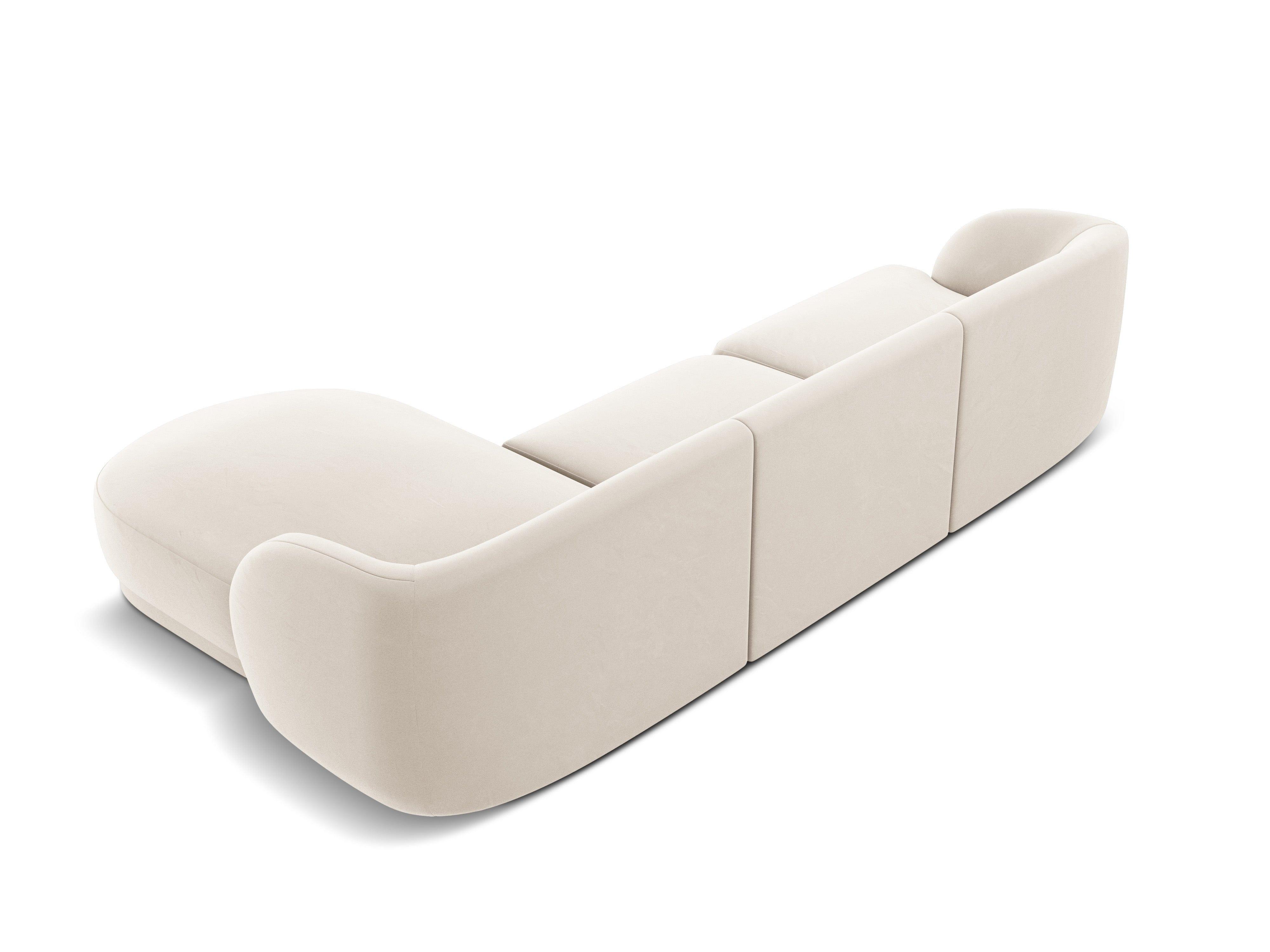 Narożnik aksamitny 4-osobowy prawostronny MILEY beżowy Micadoni Eye on Design