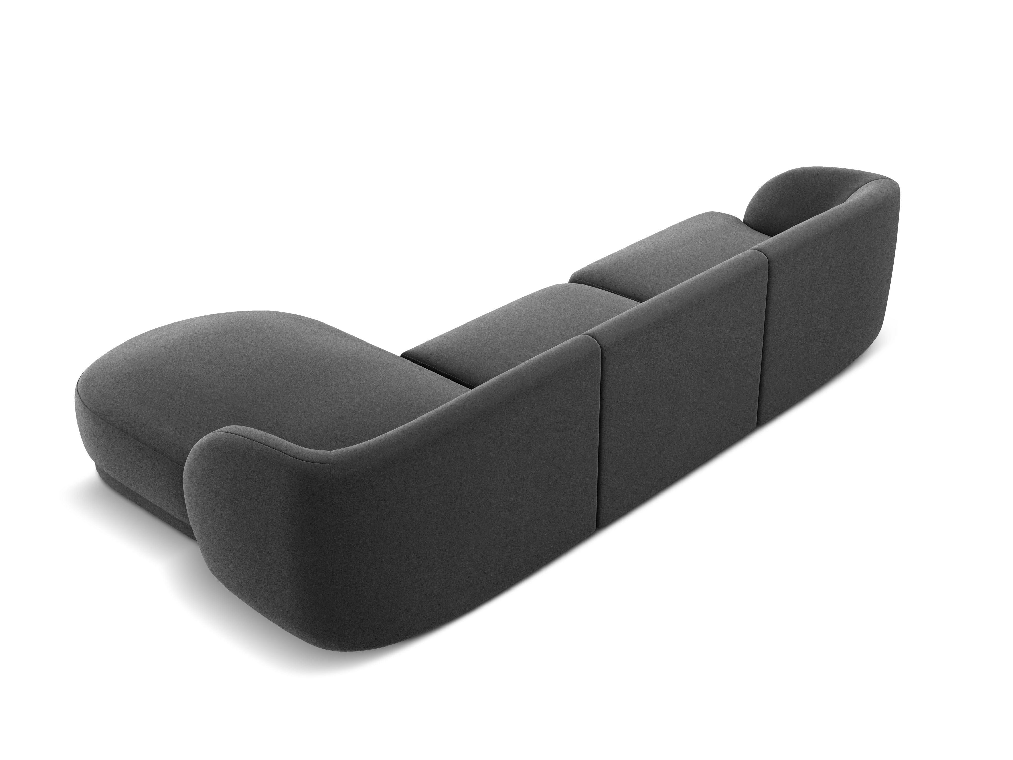 Narożnik aksamitny 4-osobowy prawostronny MILEY ciemnoszary Micadoni Eye on Design