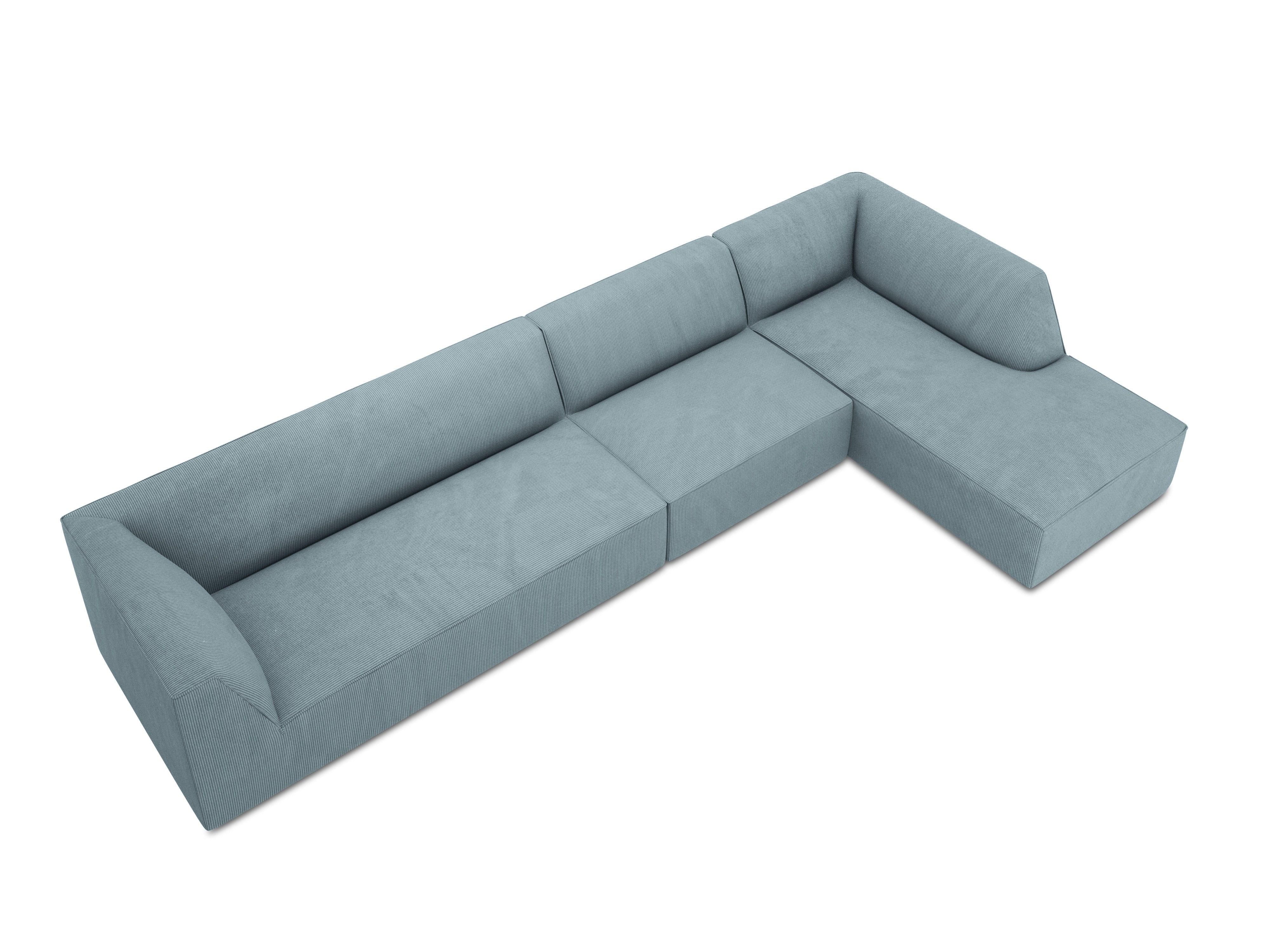 Narożnik sztruksowy 5-osobowy prawostronny RUBY jasnoniebieski Micadoni Eye on Design