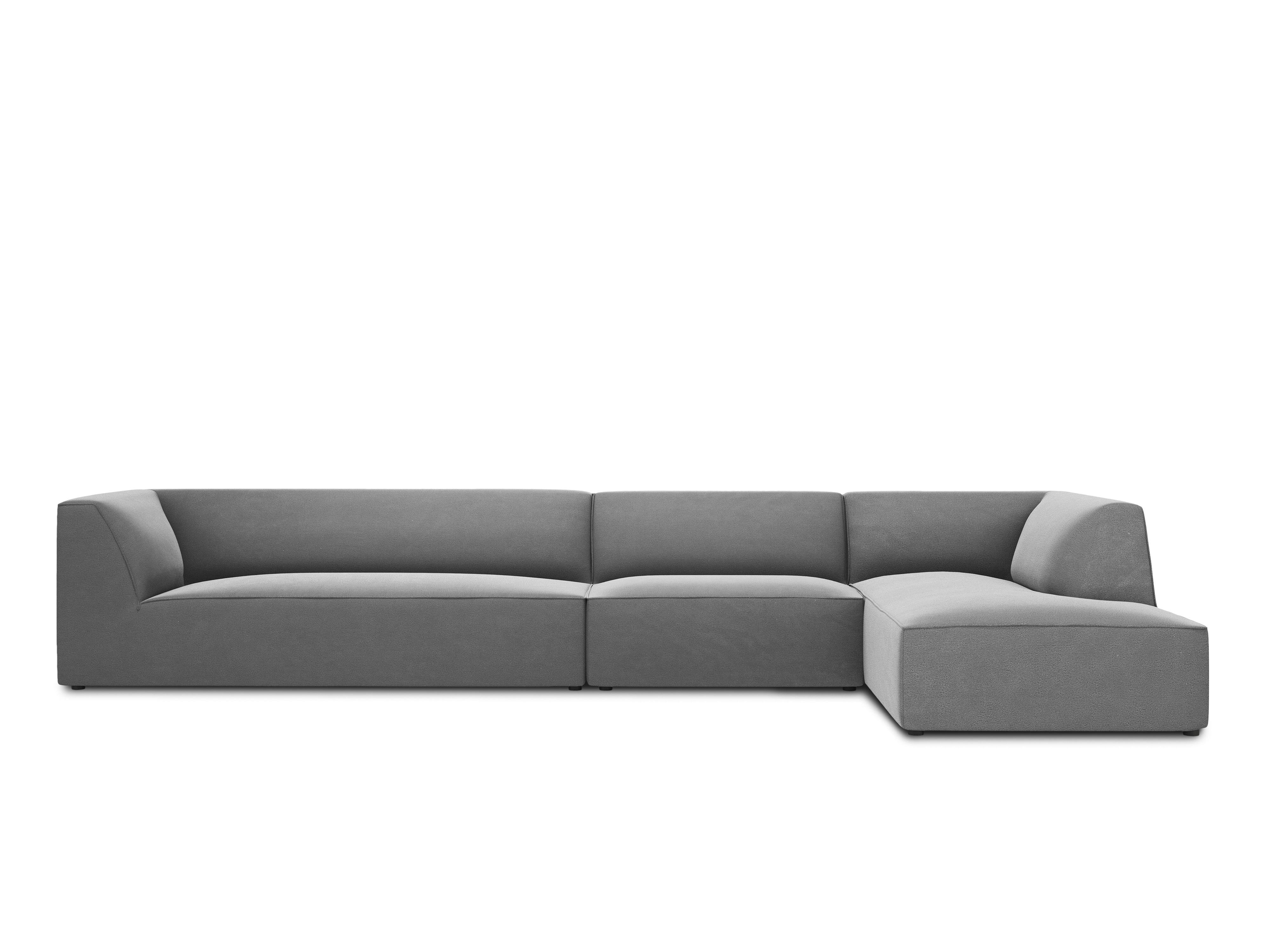 Narożnik aksamitny 5-osobowy prawostronny RUBY jasnoszary Micadoni Eye on Design