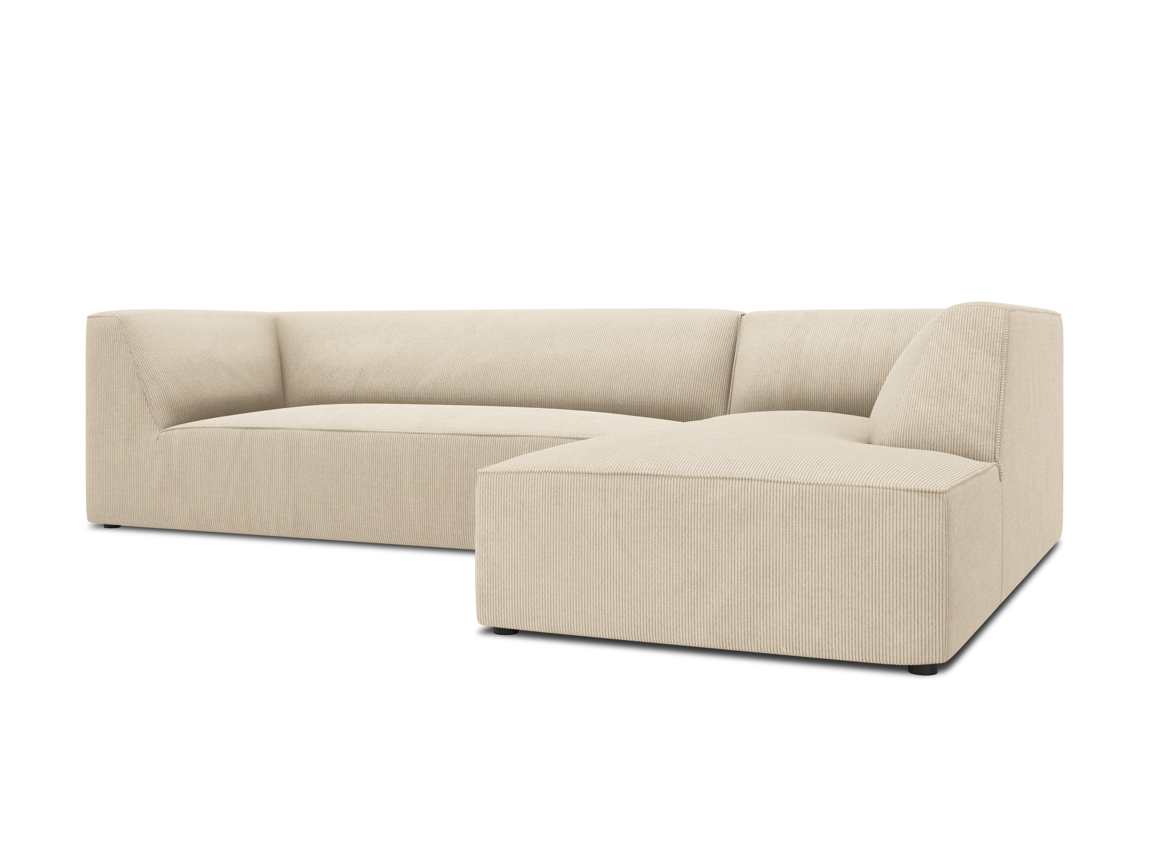 Narożnik sztruksowy 4-osobowy prawostronny RUBY beżowy Micadoni Eye on Design