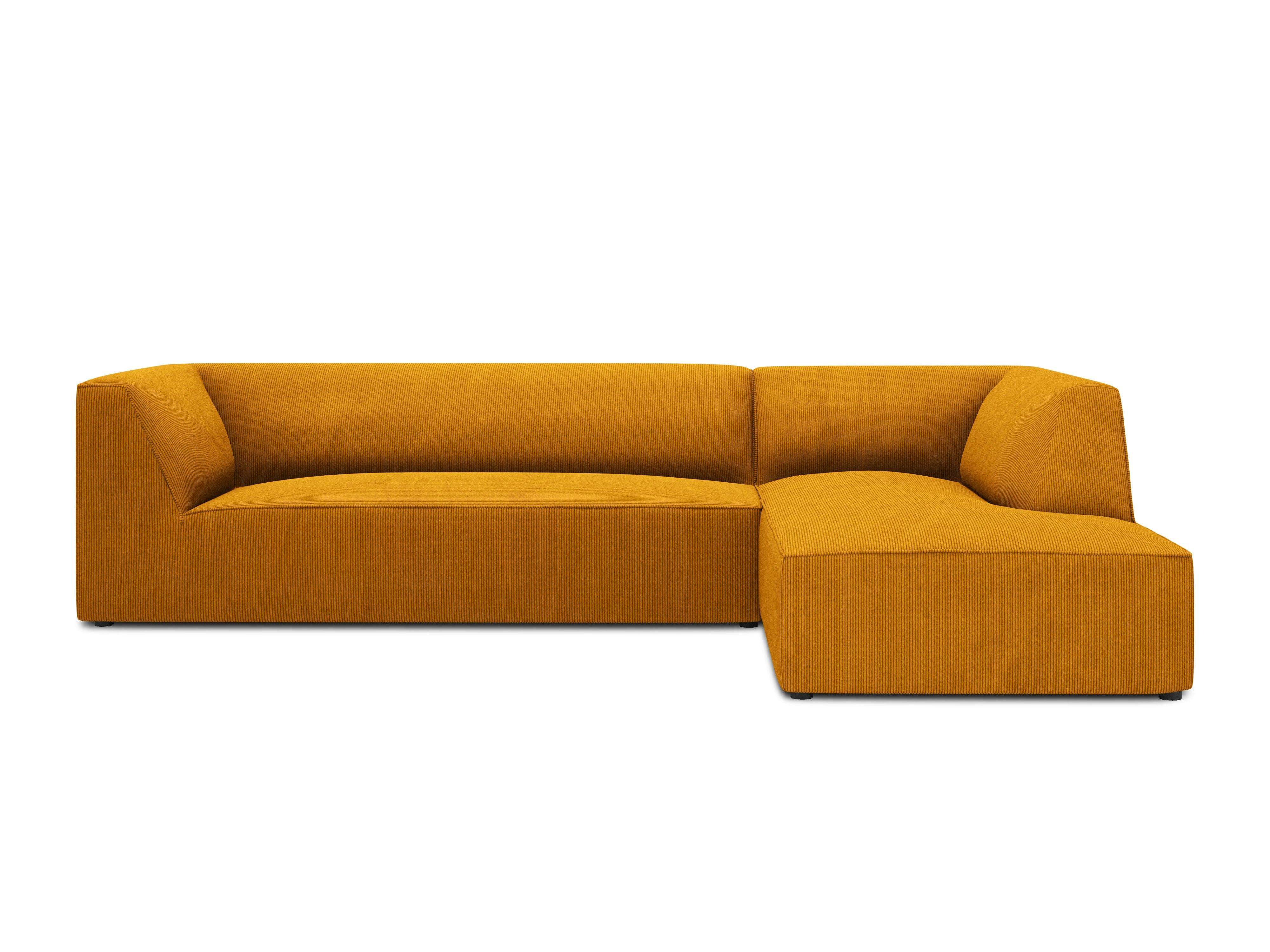 Narożnik sztruksowy 4-osobowy prawostronny RUBY żółty Micadoni Eye on Design
