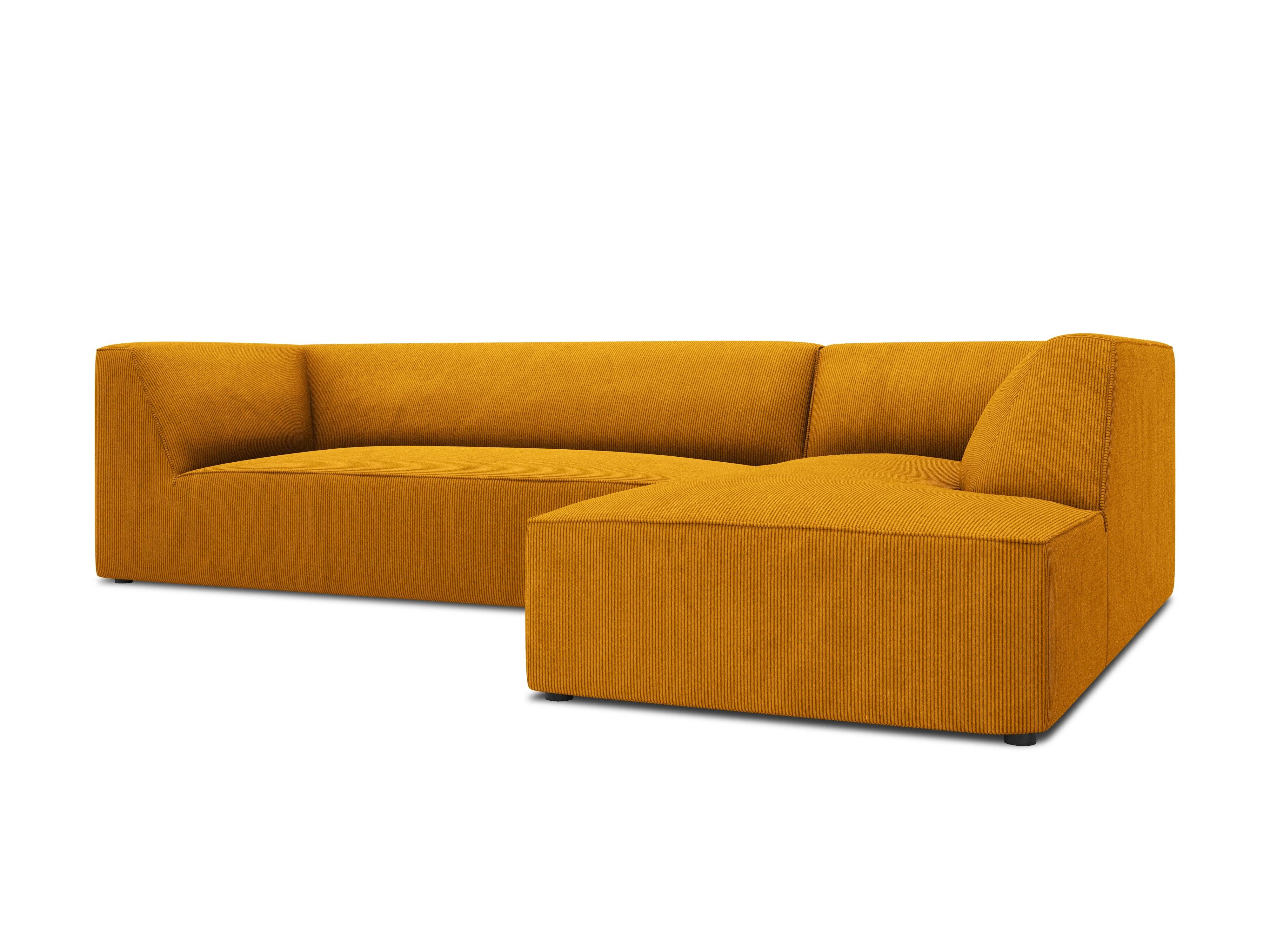 Narożnik sztruksowy 4-osobowy prawostronny RUBY żółty Micadoni Eye on Design